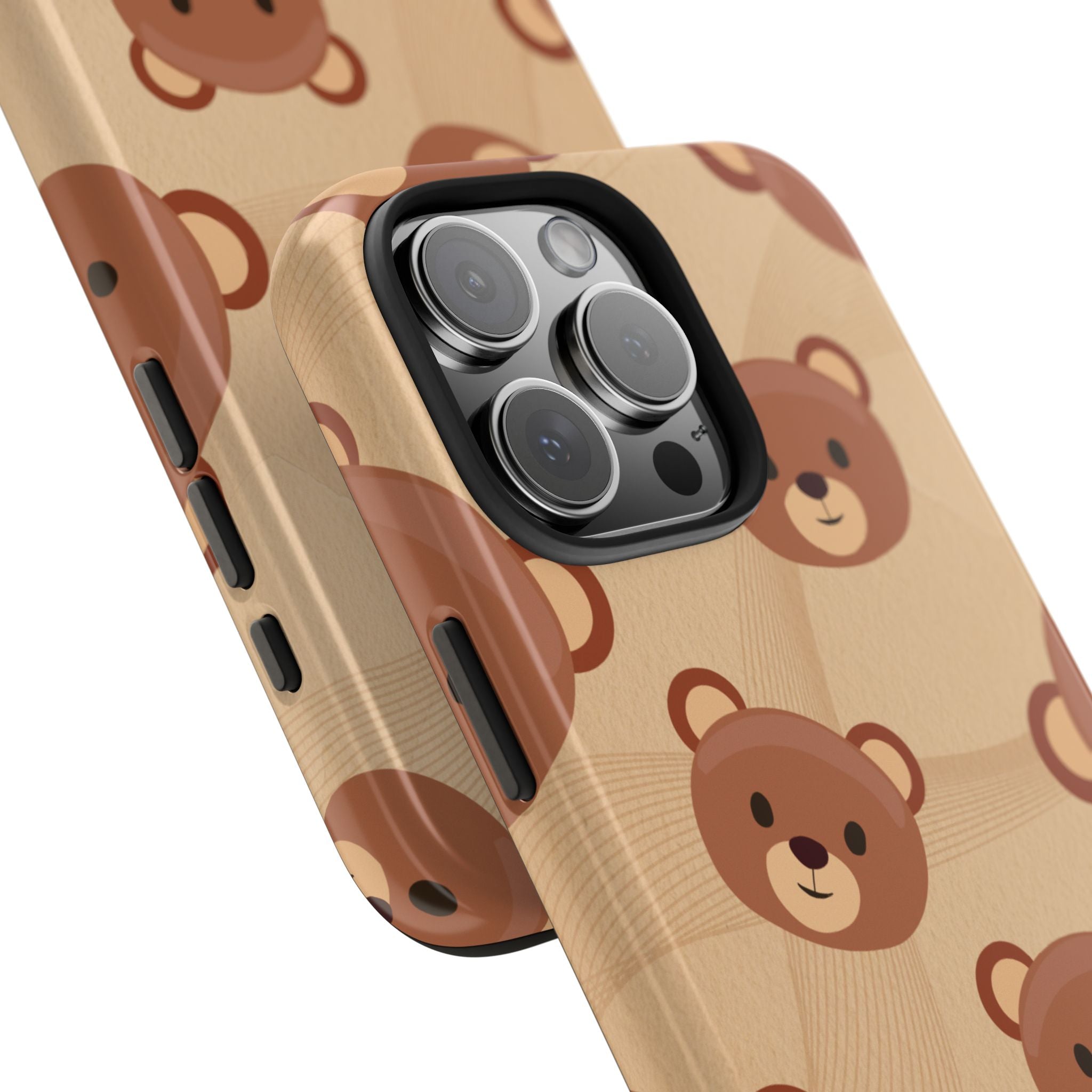 Bear Pattern Tough Phone Case — Cute Brown Bear Protective Phone Cover