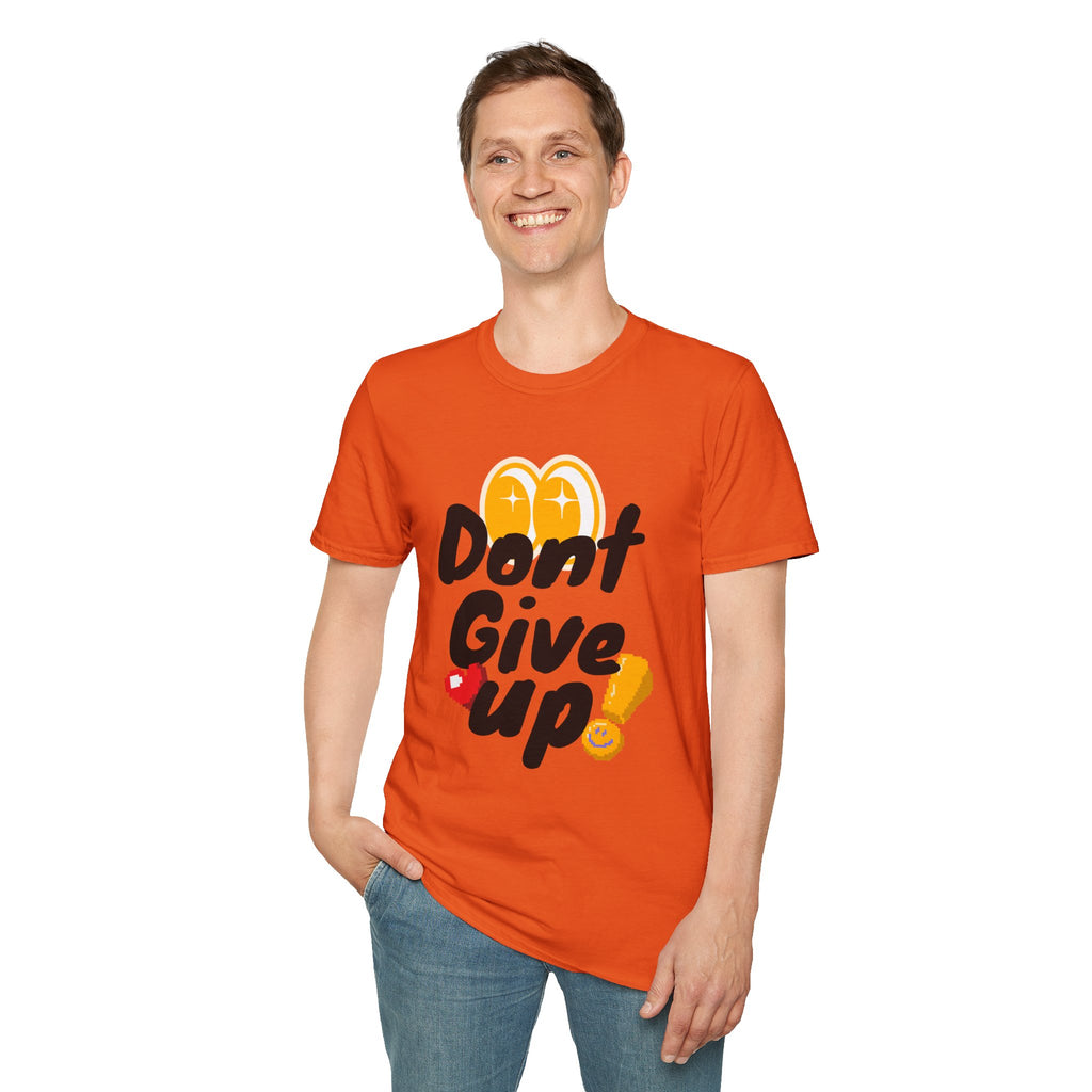 Don't Give Up T-Shirt — Motivational Graphic Tee with Positive Icons