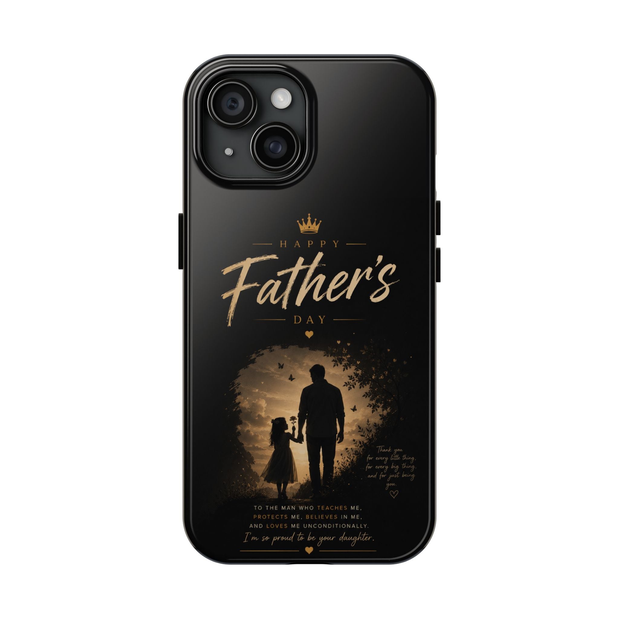 Father's Day Tough Phone Case — 'Happy Father's Day' Silhouette Design