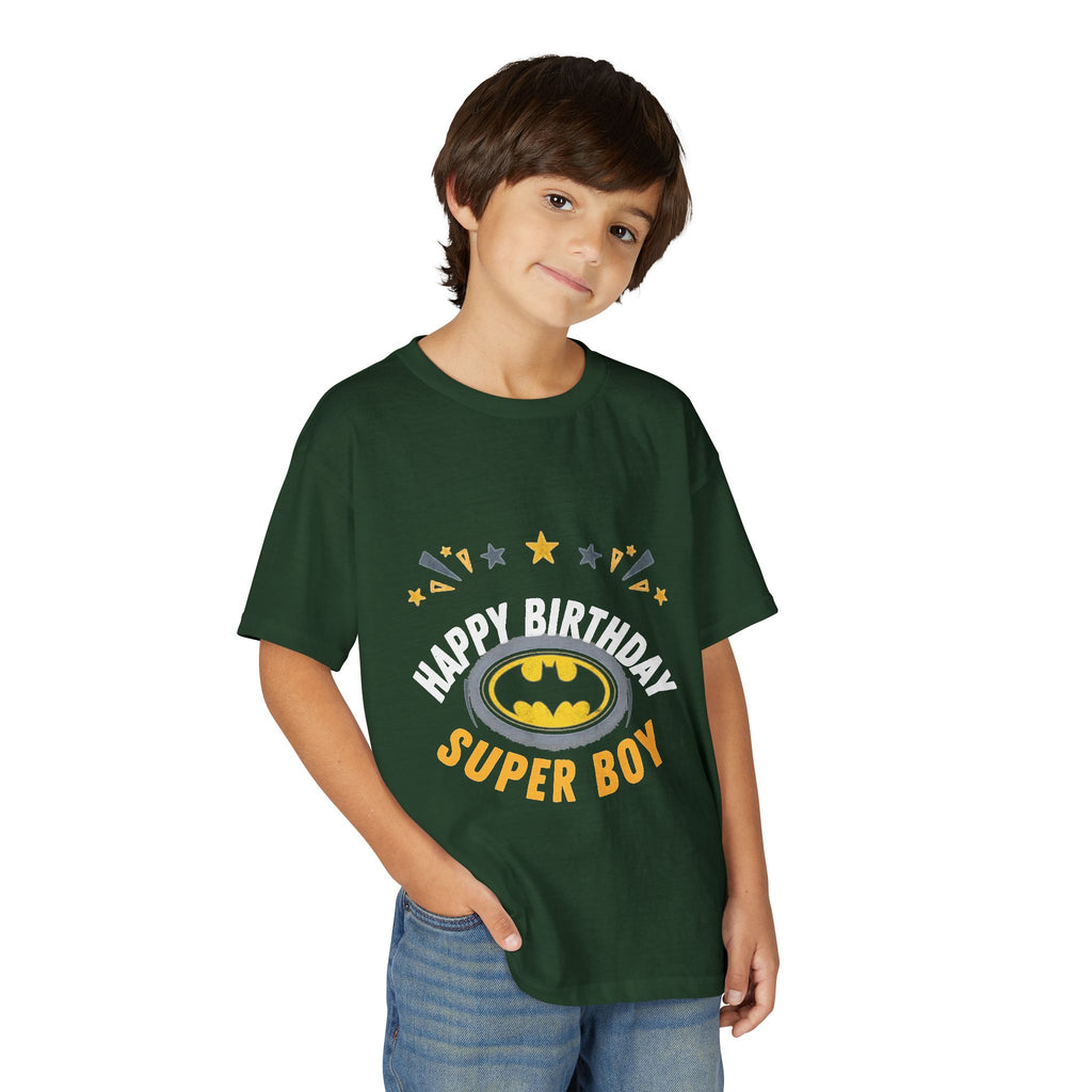 Happy Birthday Super Boy Youth T-Shirt – Superhero Birthday Tee for Boys