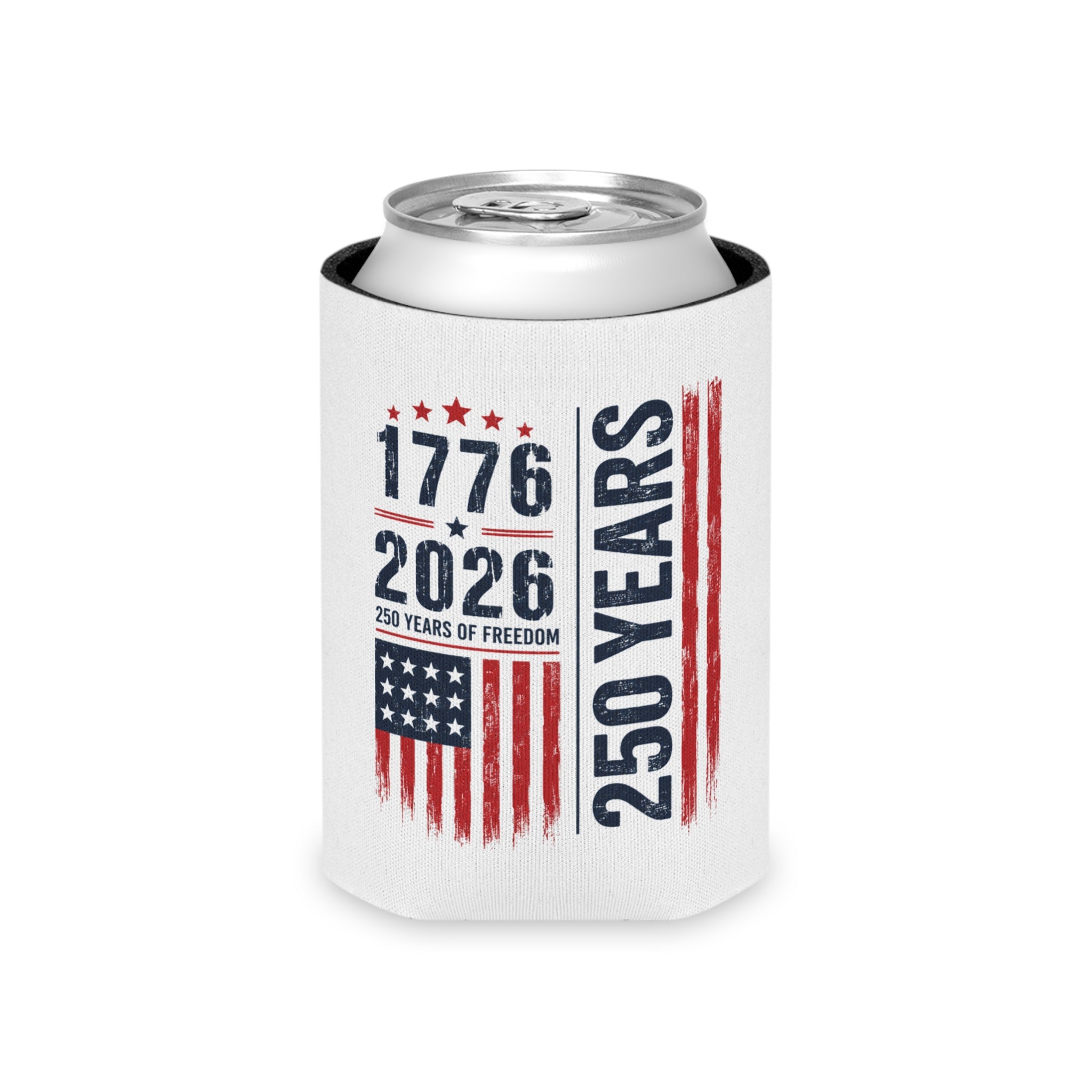 250 Years Patriotic Can Cooler – 1776–2026 USA Flag Anniversary