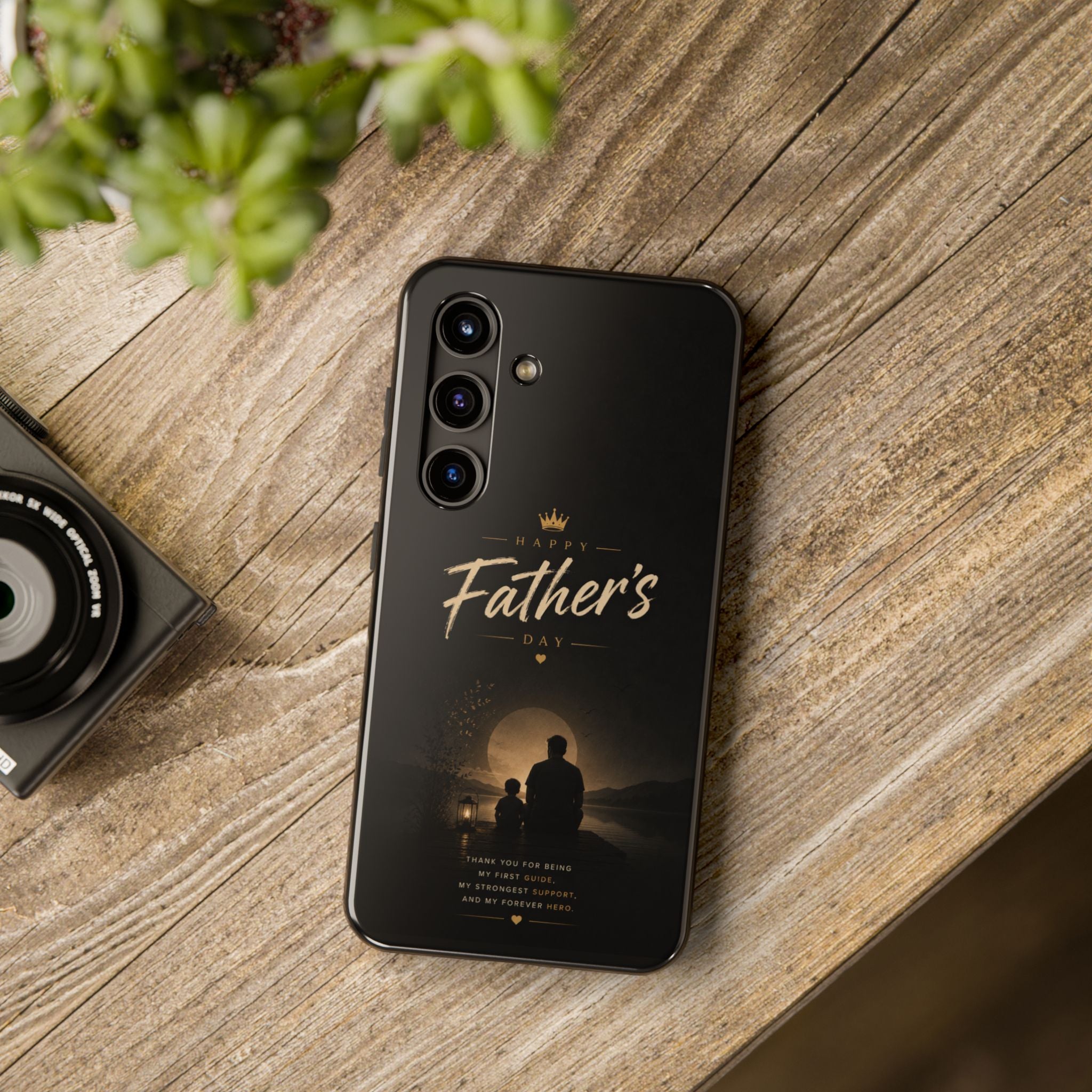 Father's Day Tough Phone Case — 'Happy Father's Day' Silhouette Tribute
