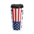 Patriotic Stainless Steel Travel Mug — USA Flag Stars & Stripes Design