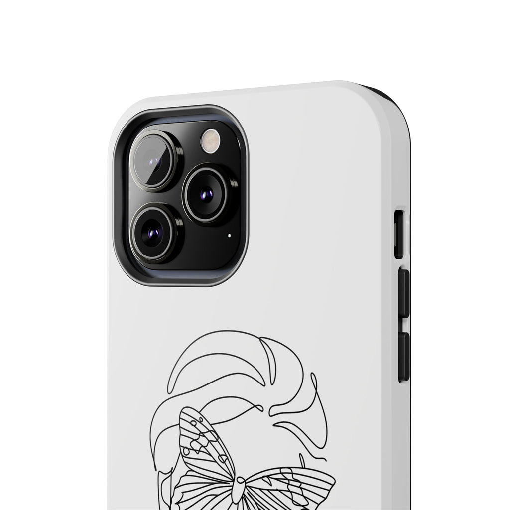 Butterfly Line Art Tough Phone Case — Minimalist Woman Face Design