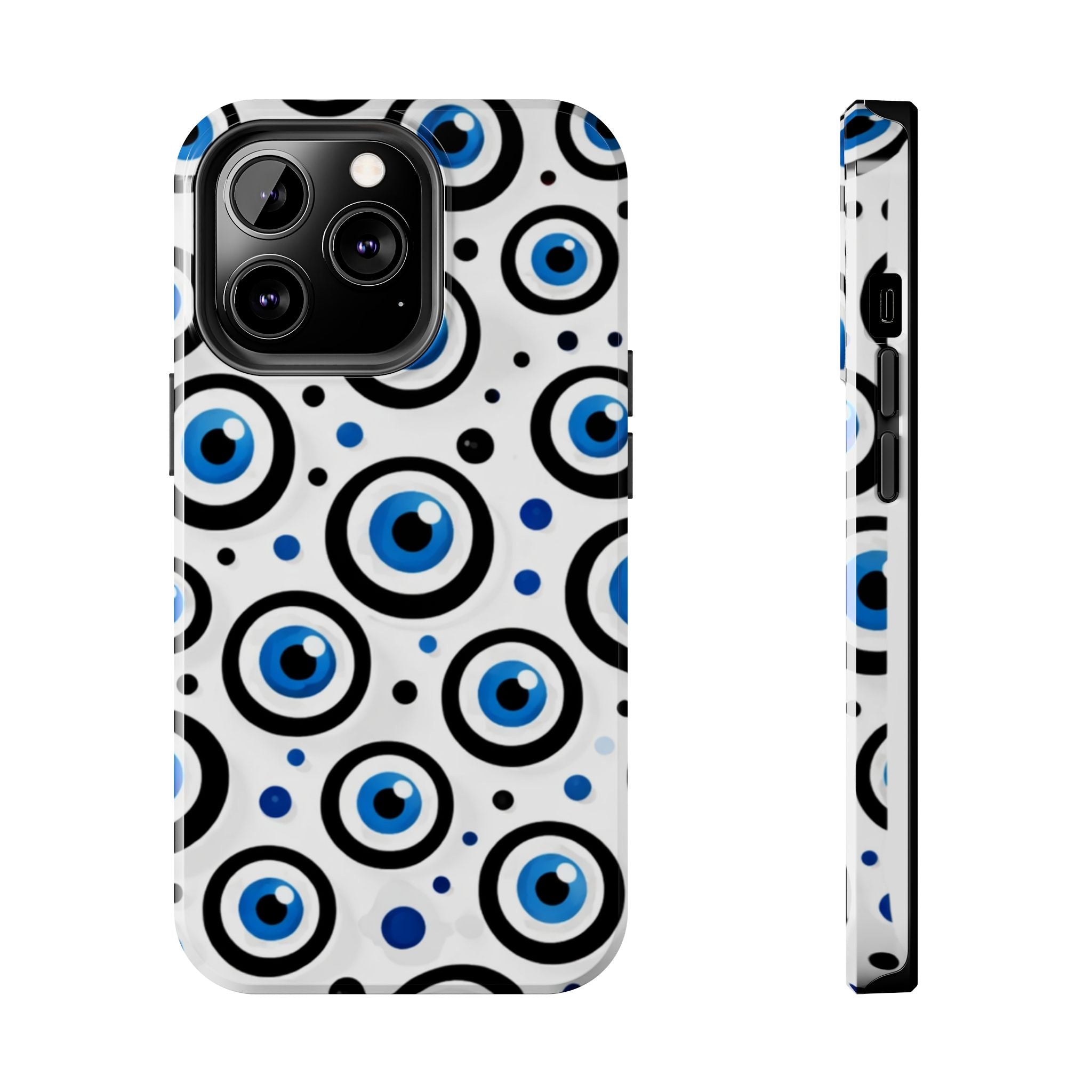 Blue Evil Eye Pattern Tough Phone Case — Protective Ceramic Nazar Design