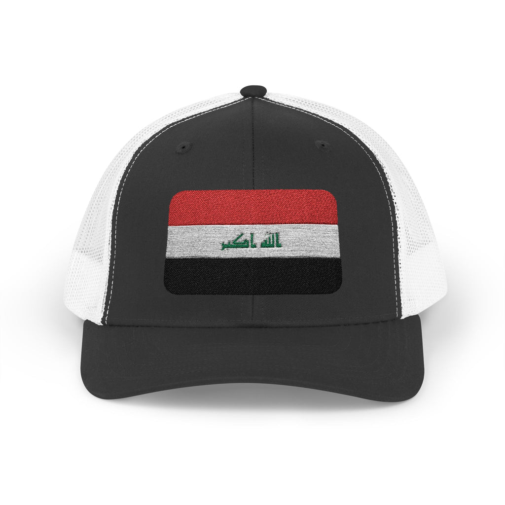 Iraq Flag Snapback Trucker Cap - Embroidered Iraqi Flag Mesh Hat