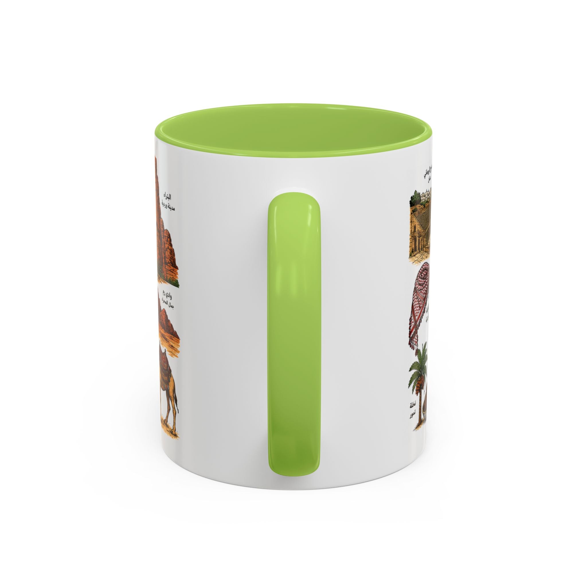 Jordan Illustrated Accent Coffee Mug – Arabic Landmarks & Symbols (11oz)