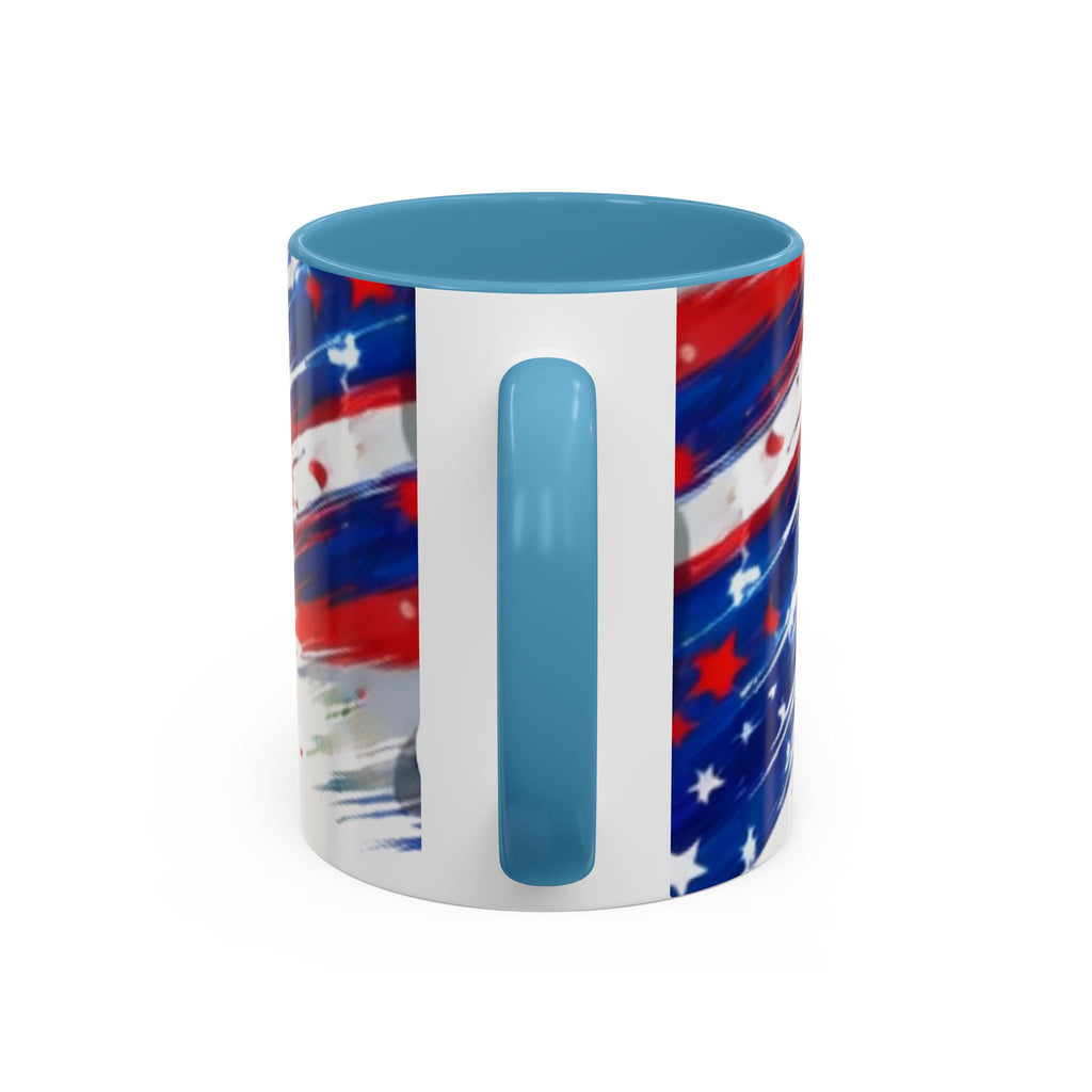 USA 2026 Flag Accent Coffee Mug — Patriotic Fourth of July Drinkware