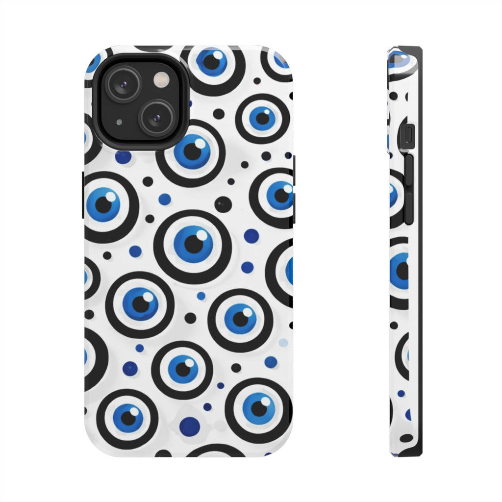Blue Evil Eye Pattern Tough Phone Case — Protective Ceramic Nazar Design