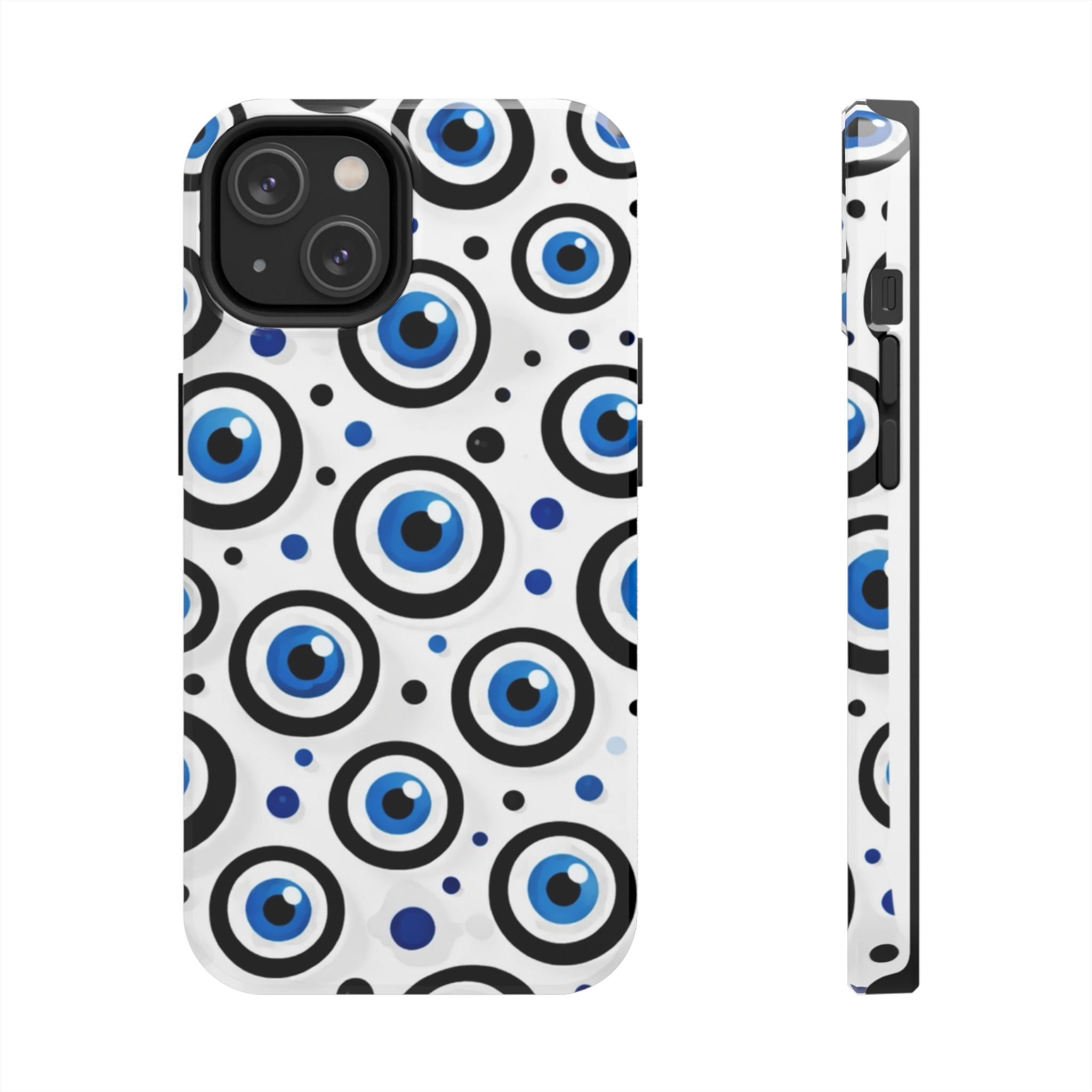 Blue Evil Eye Pattern Tough Phone Case — Protective Ceramic Nazar Design