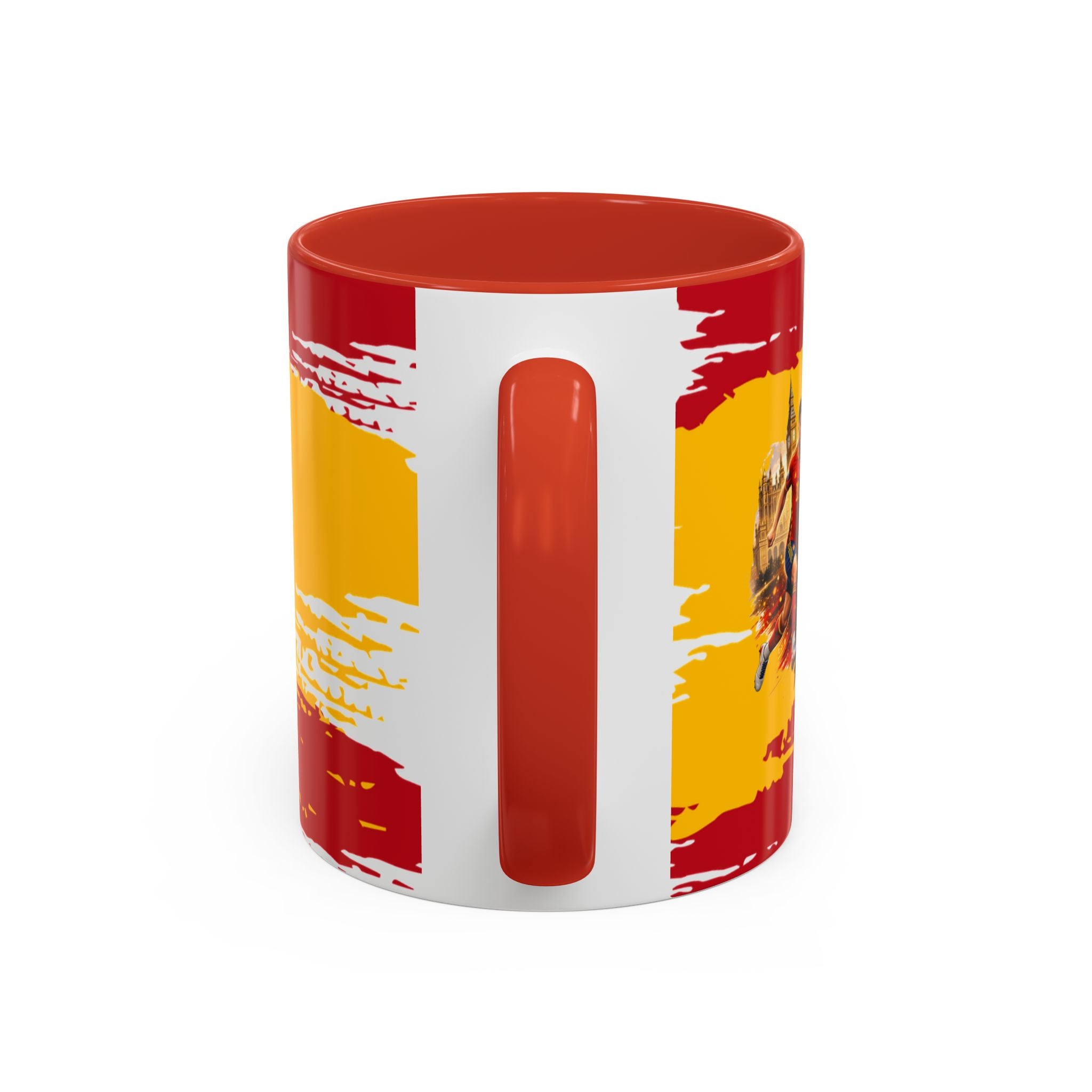 Spanish Flag Accent Coffee Mug – Bold Red & Gold Brushstroke Ceramic Mug