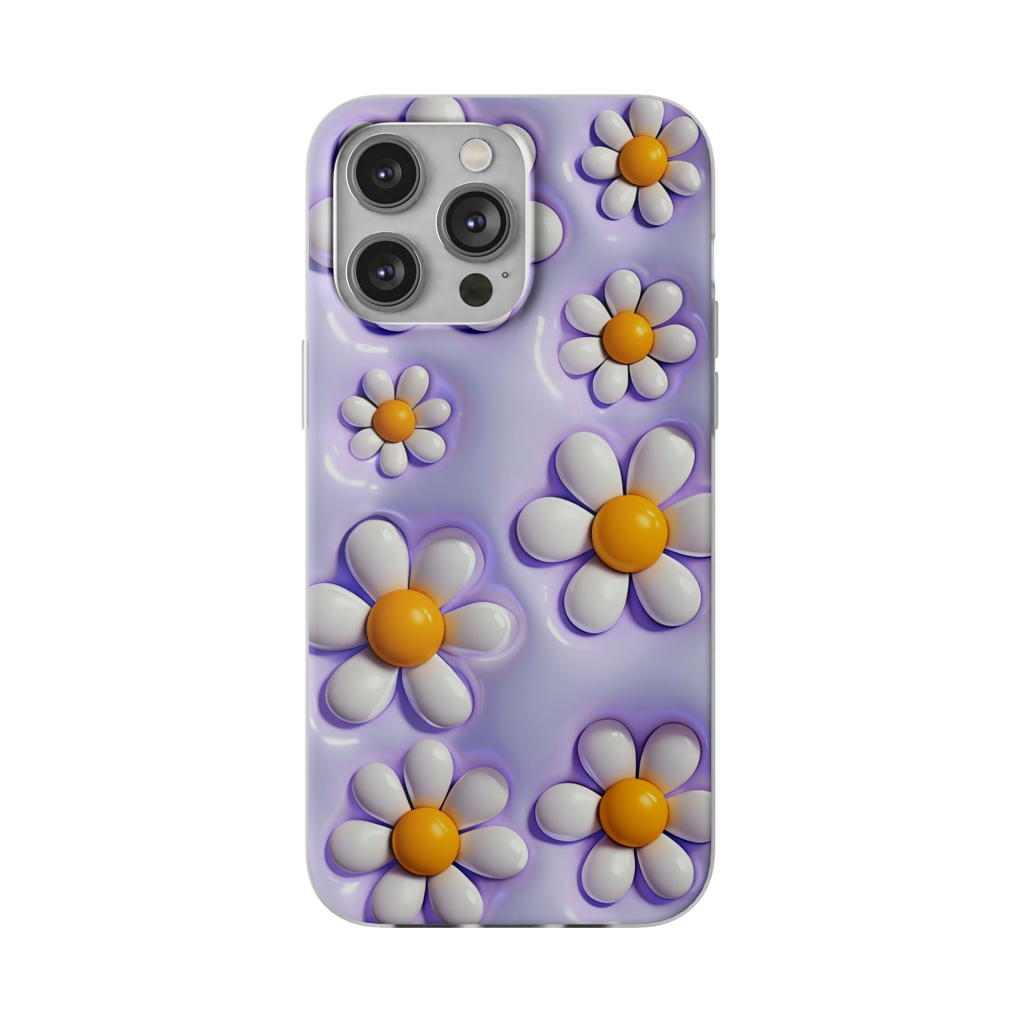 Purple 3D Daisy Phone Case – Cute Floral iPhone Flexi Case