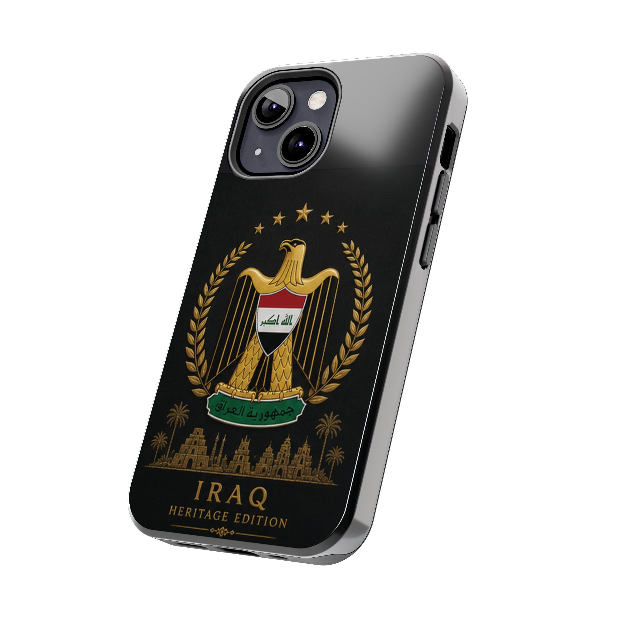 Iraq Coat of Arms Tough Phone Case — Arabic ‘Allahu Akbar’ Military Eagle Design