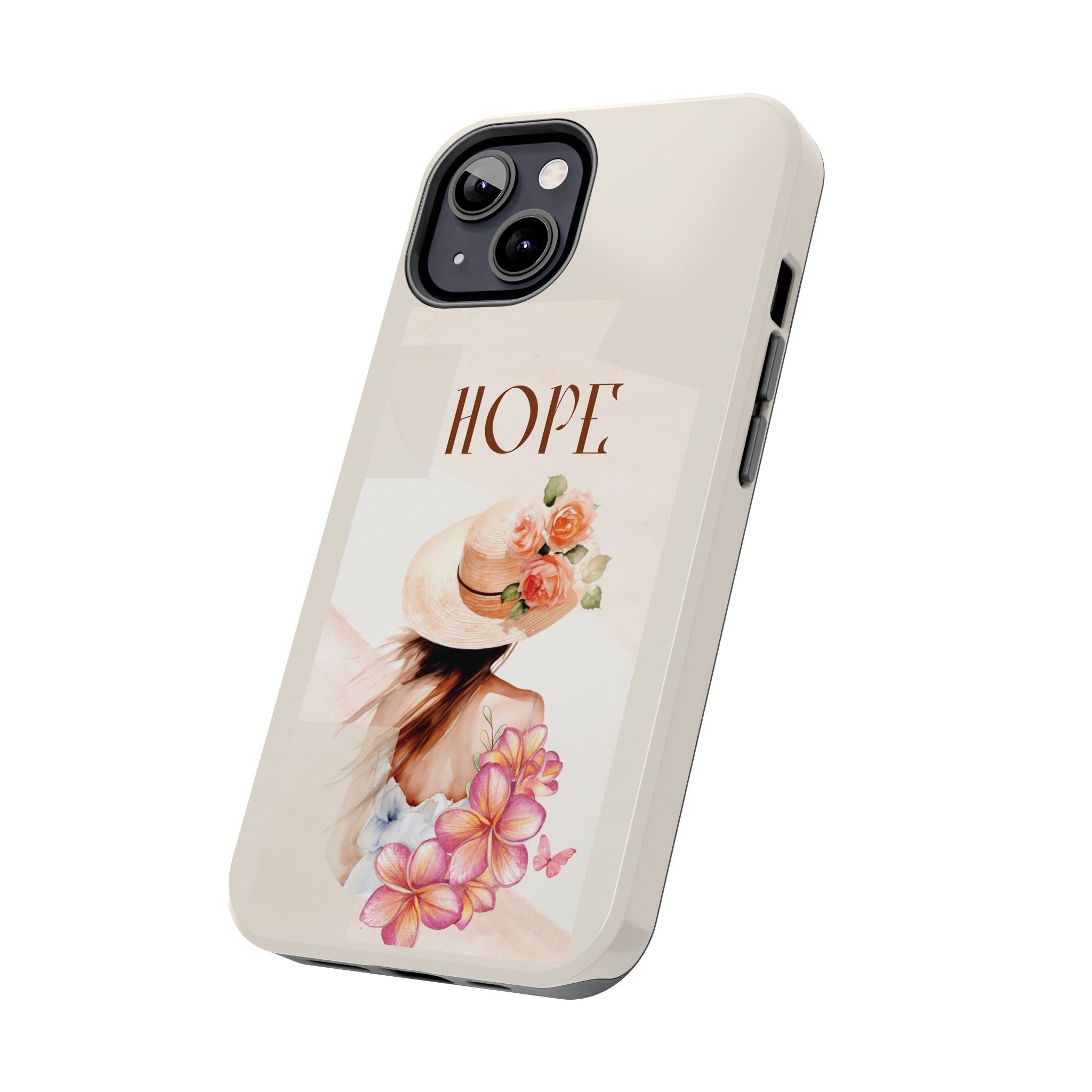 Hope Floral Tough Phone Case — Protective iPhone Case with Watercolor Girl & Flowers
