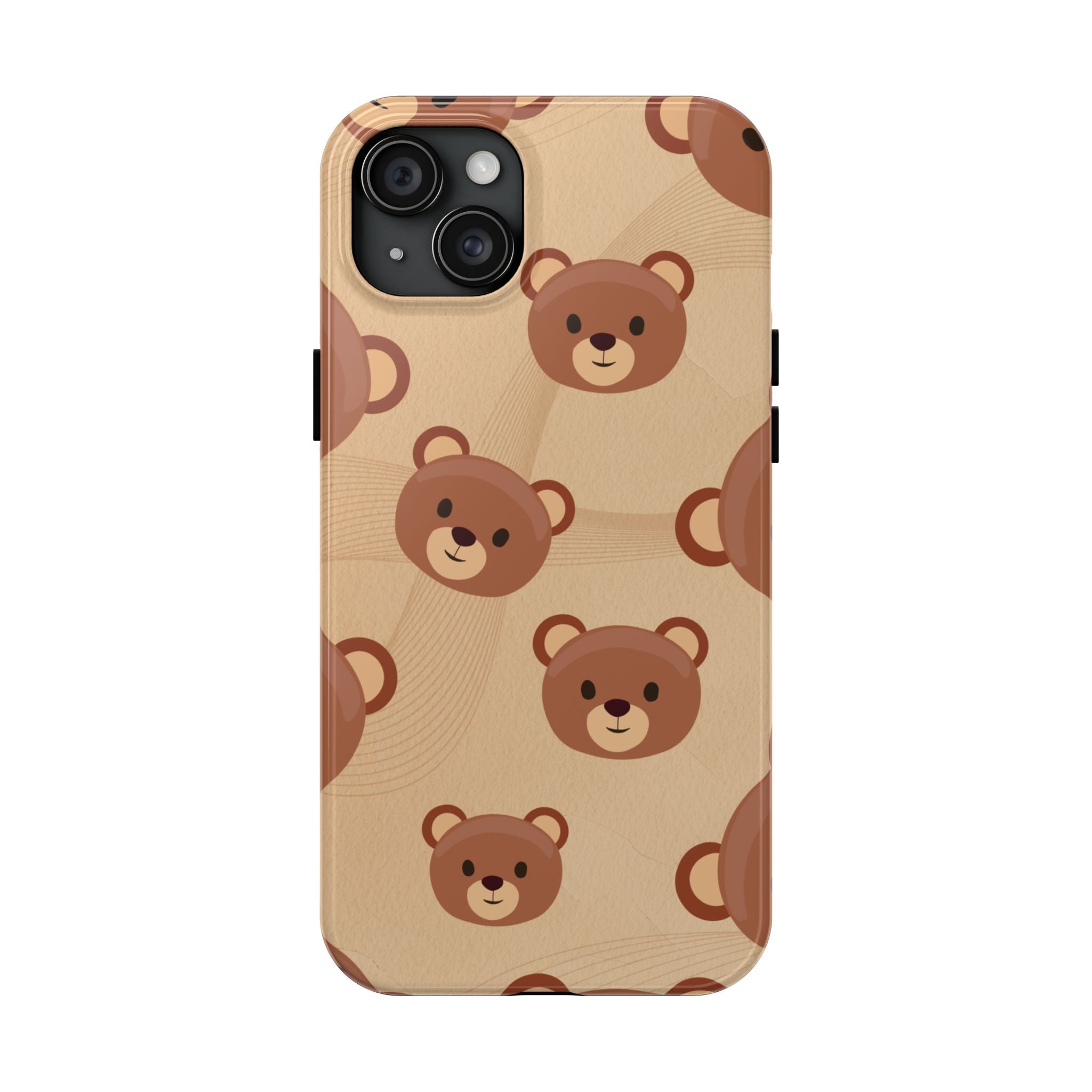 Bear Pattern Tough Phone Case — Cute Brown Bear Protective Phone Cover