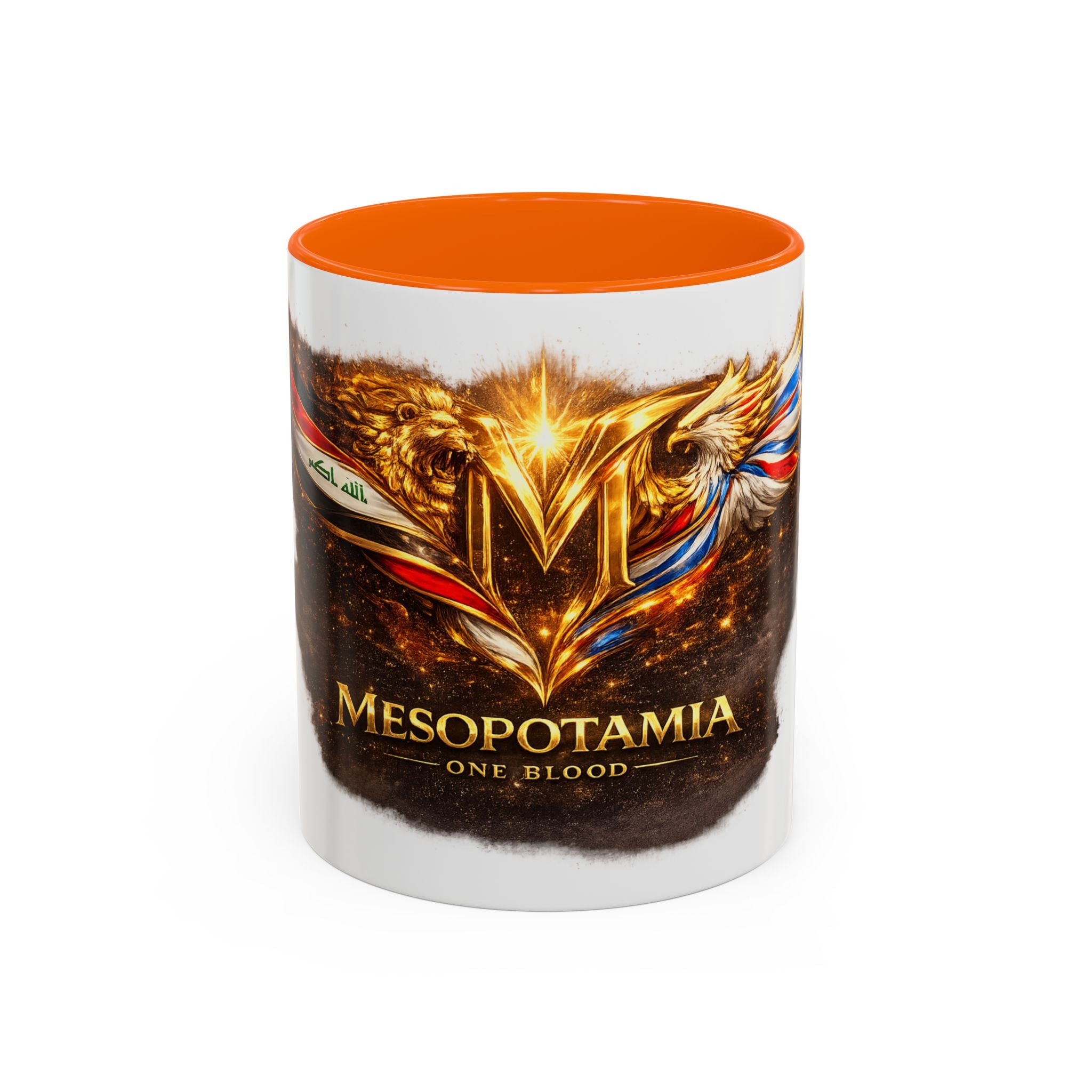 Mesopotamia "One Blood" Accent Coffee Mug – Patriotic Golden Emblem (11oz)