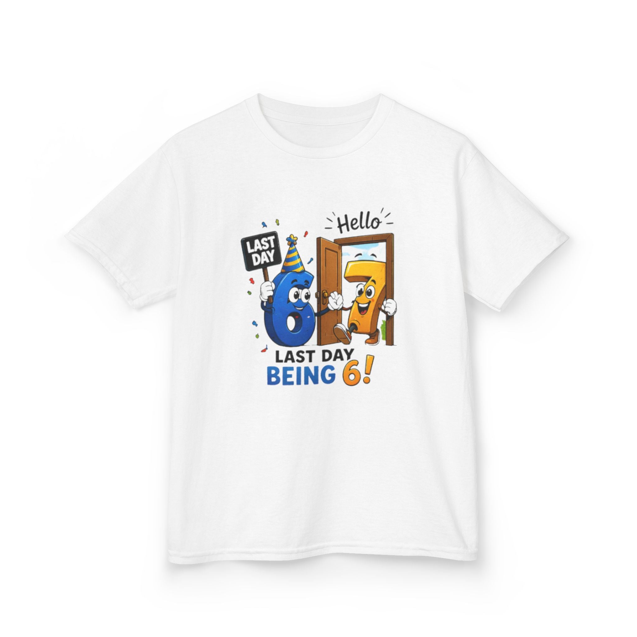 Kids 6th Birthday T-Shirt - "Last Day Being 6" Cute Cartoon Tee for Boys & Girls