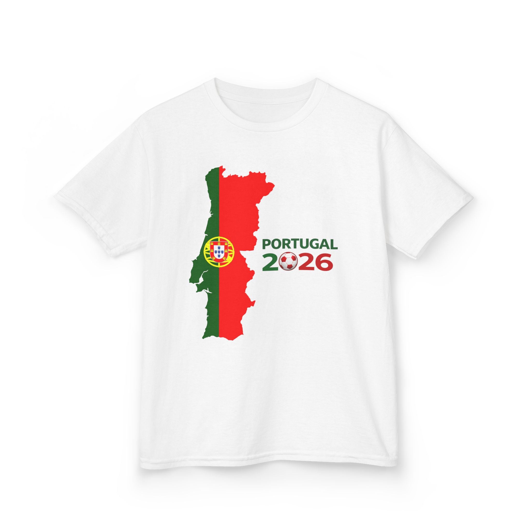 Kids Portugal 2026 Soccer T-Shirt — Cup Map & Trophy Design