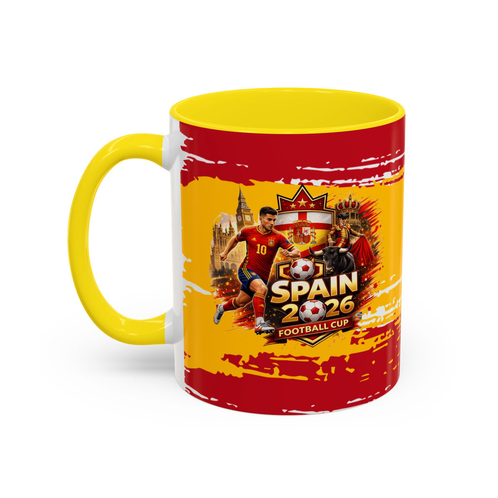 Spanish Flag Accent Coffee Mug – Bold Red & Gold Brushstroke Ceramic Mug