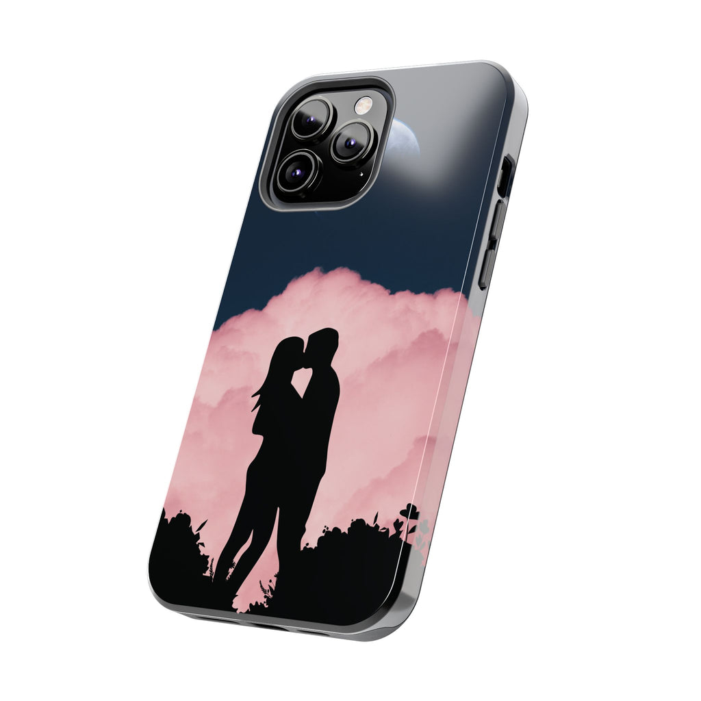 Tough Phone Case — Romantic Couple Silhouette with Moon & Pink Cloud