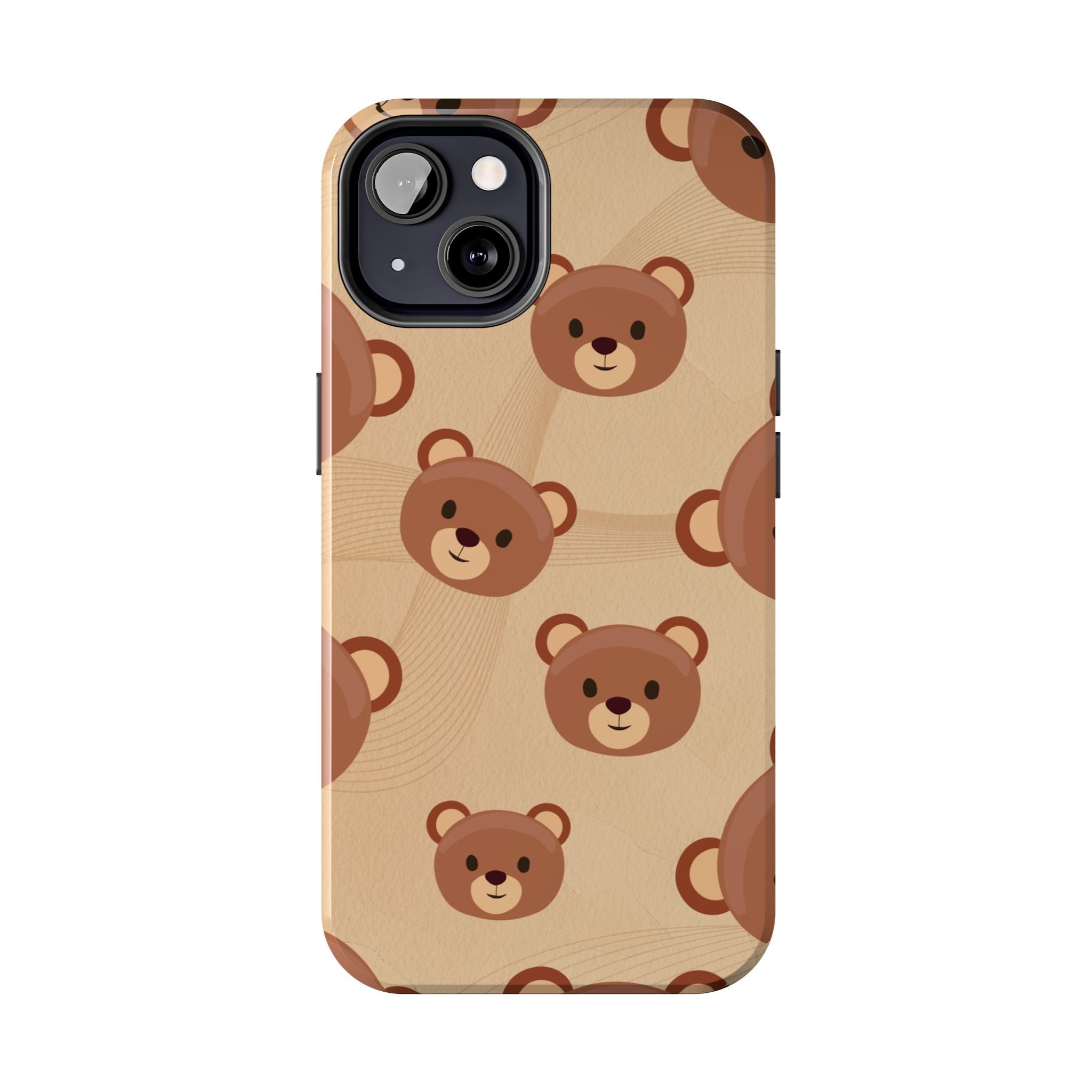 Bear Pattern Tough Phone Case — Cute Brown Bear Protective Phone Cover