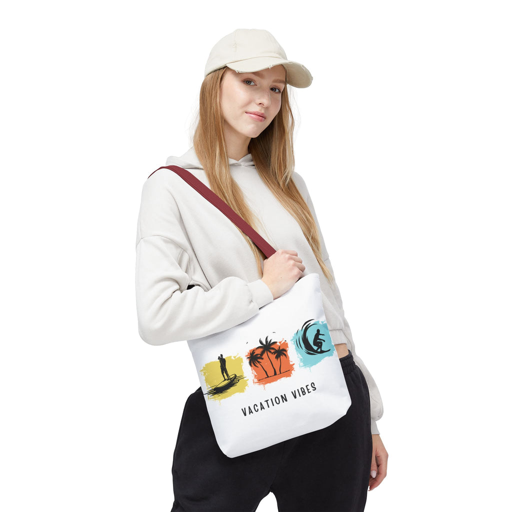 Vacation Vibes Tote Bag — Beach Palm Surf Graphic Tote