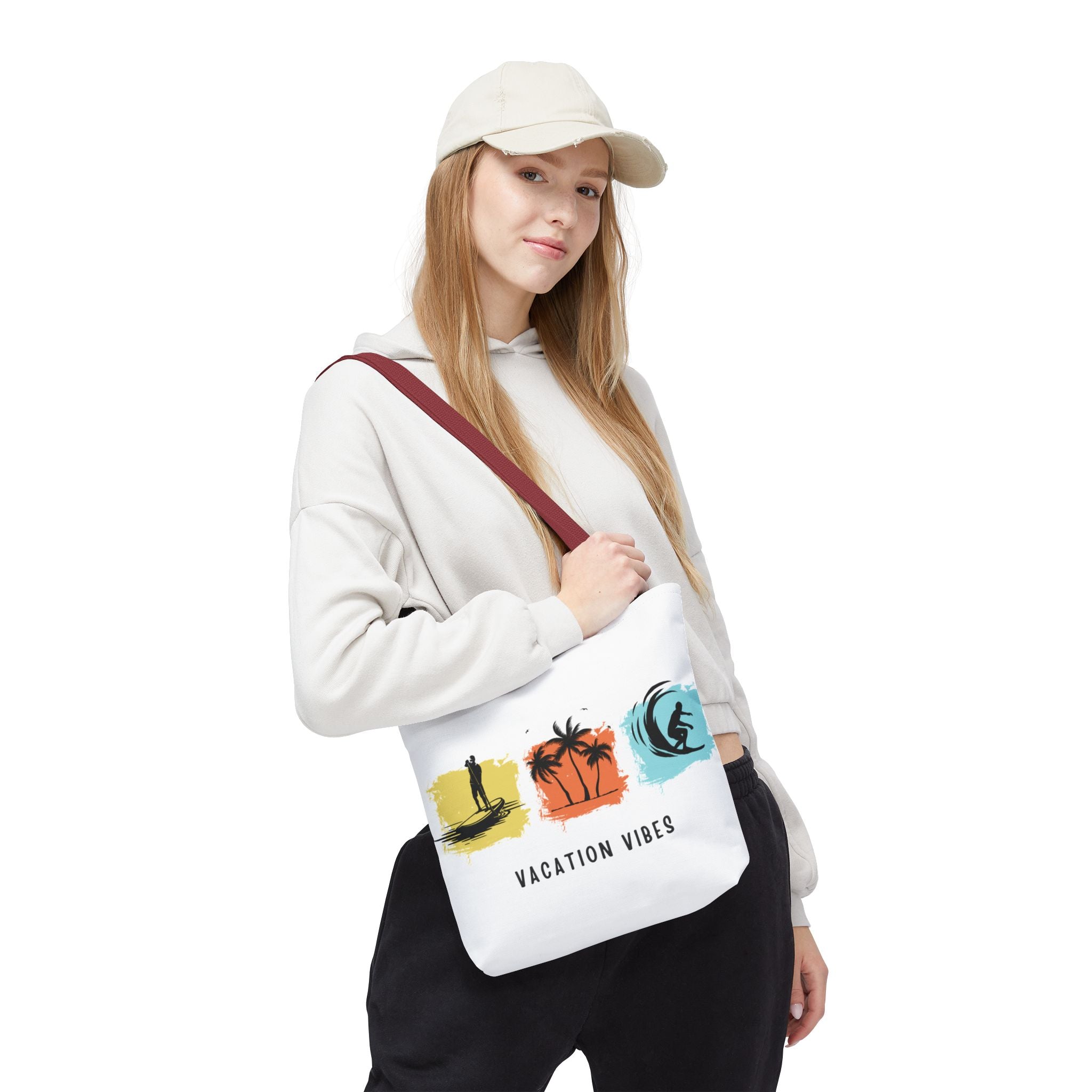 Vacation Vibes Tote Bag — Beach Palm Surf Graphic Tote
