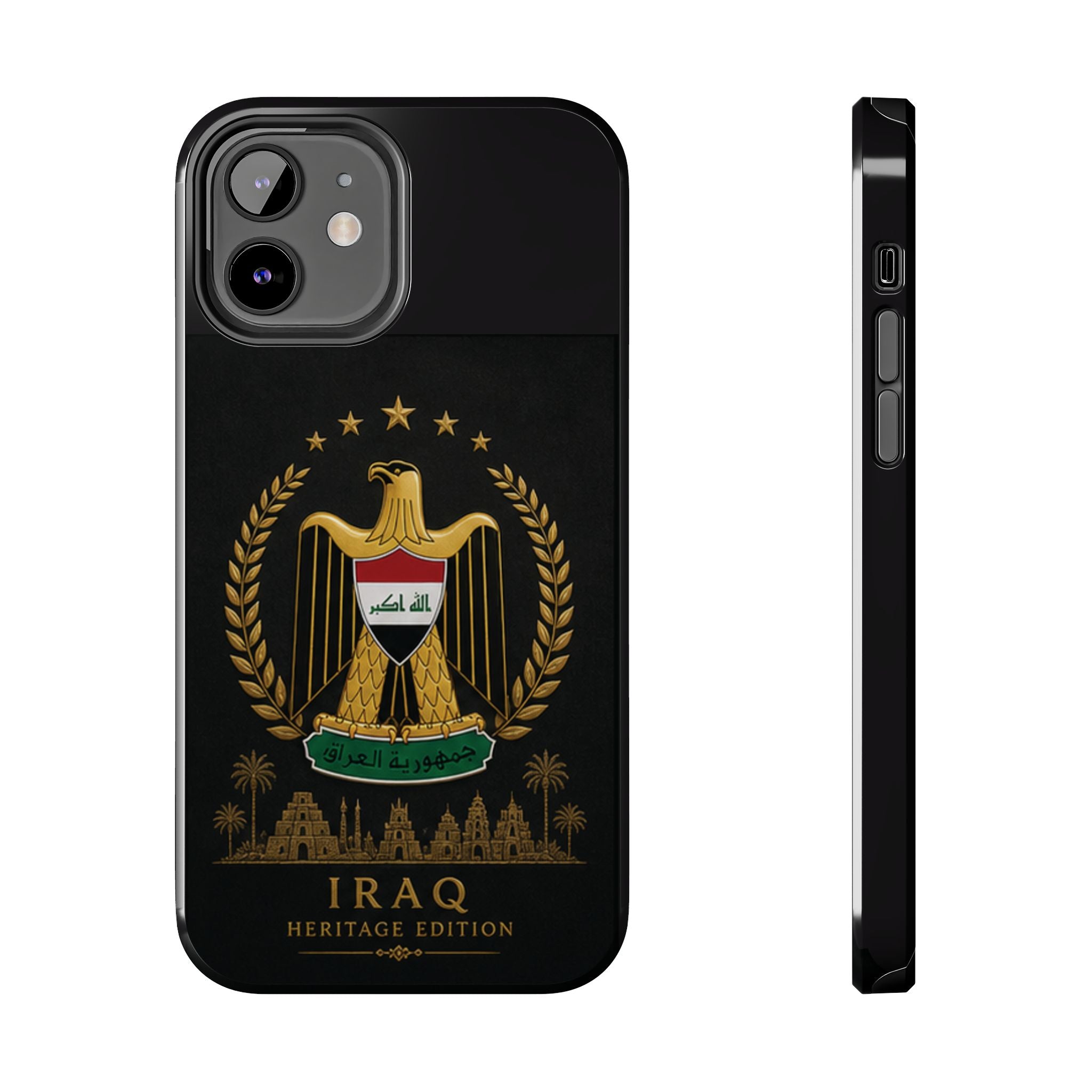 Iraq Coat of Arms Tough Phone Case — Arabic ‘Allahu Akbar’ Military Eagle Design