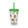 16oz Sunsplash Tumbler with Straw — Beach Shell & Tropical Watercolor Pattern