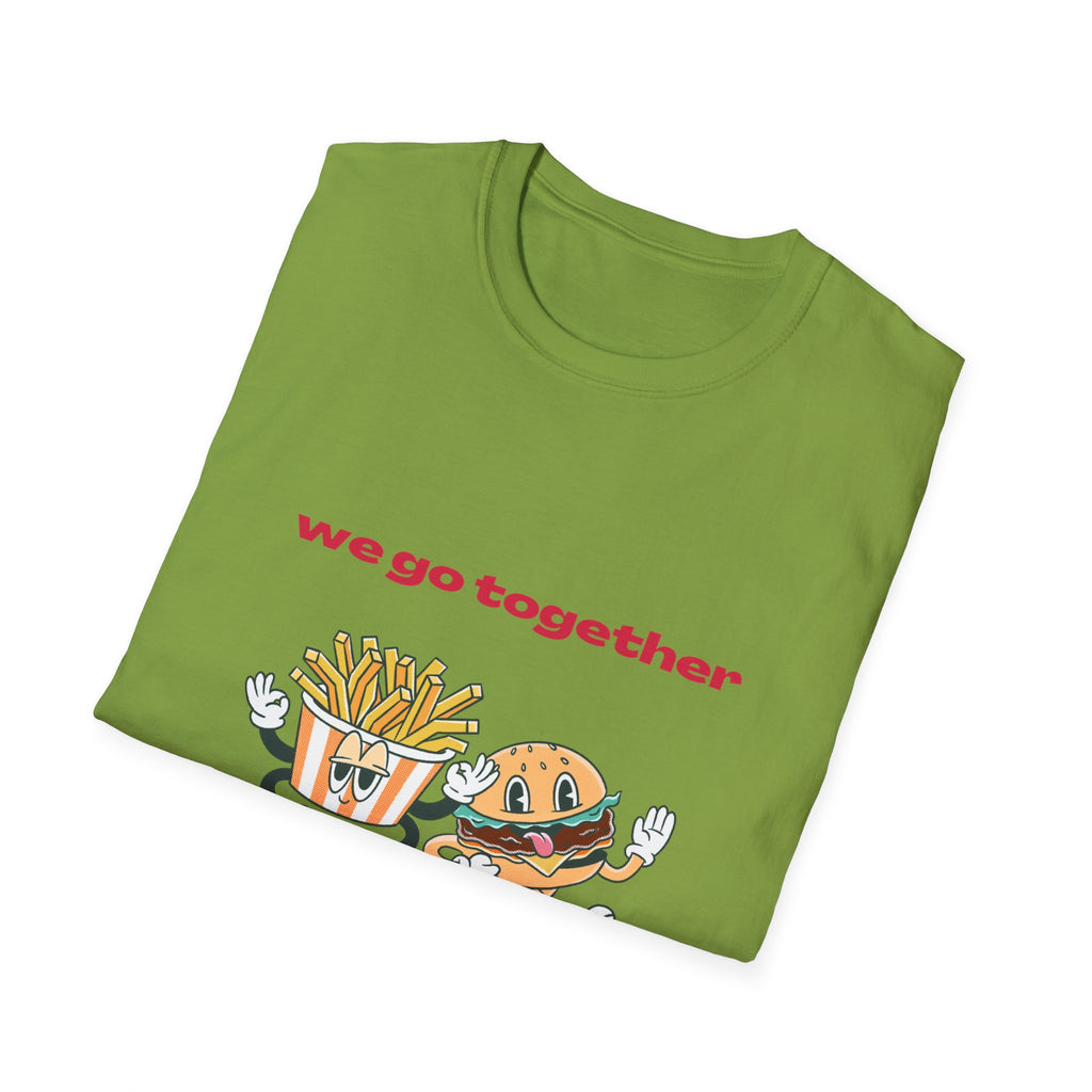 Burger & Fries Graphic T-Shirt — "We Go Together" Cute Matching Tee