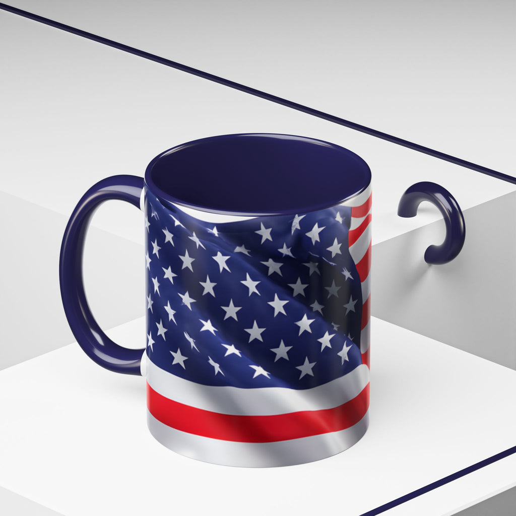 American Flag Accent Coffee Mug — Patriotic USA Stars & Stripes Ceramic Mug (11/15oz)
