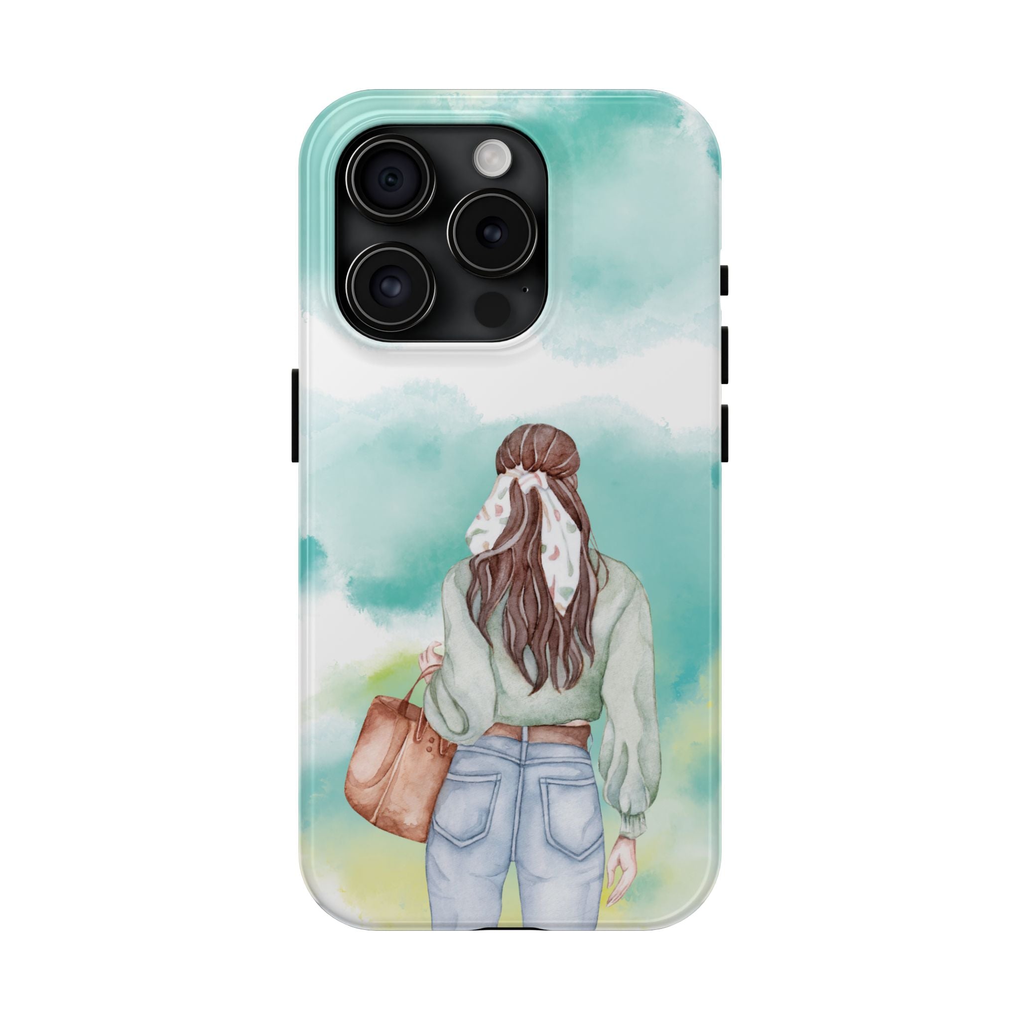 Watercolor Girl Tough Phone Case — Trendy Pastel Back-to-School Protective Cover