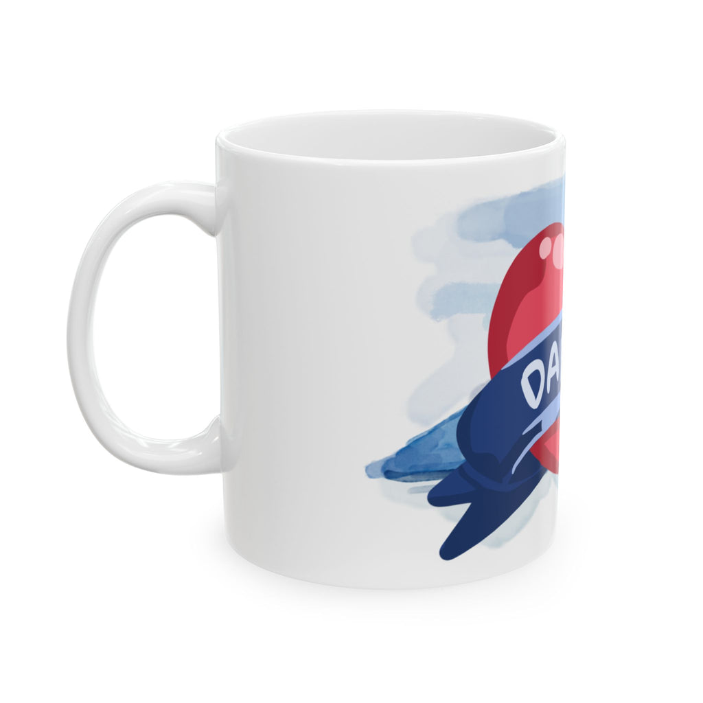 Daddy Heart Ceramic Mug — Cute Tattoo-Style Dad Coffee Cup (11oz)