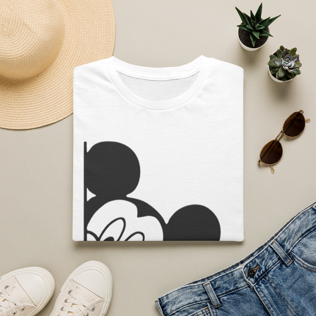 Peeking Mouse Unisex T-Shirt — Playful Peeking Cartoon Graphic Tee