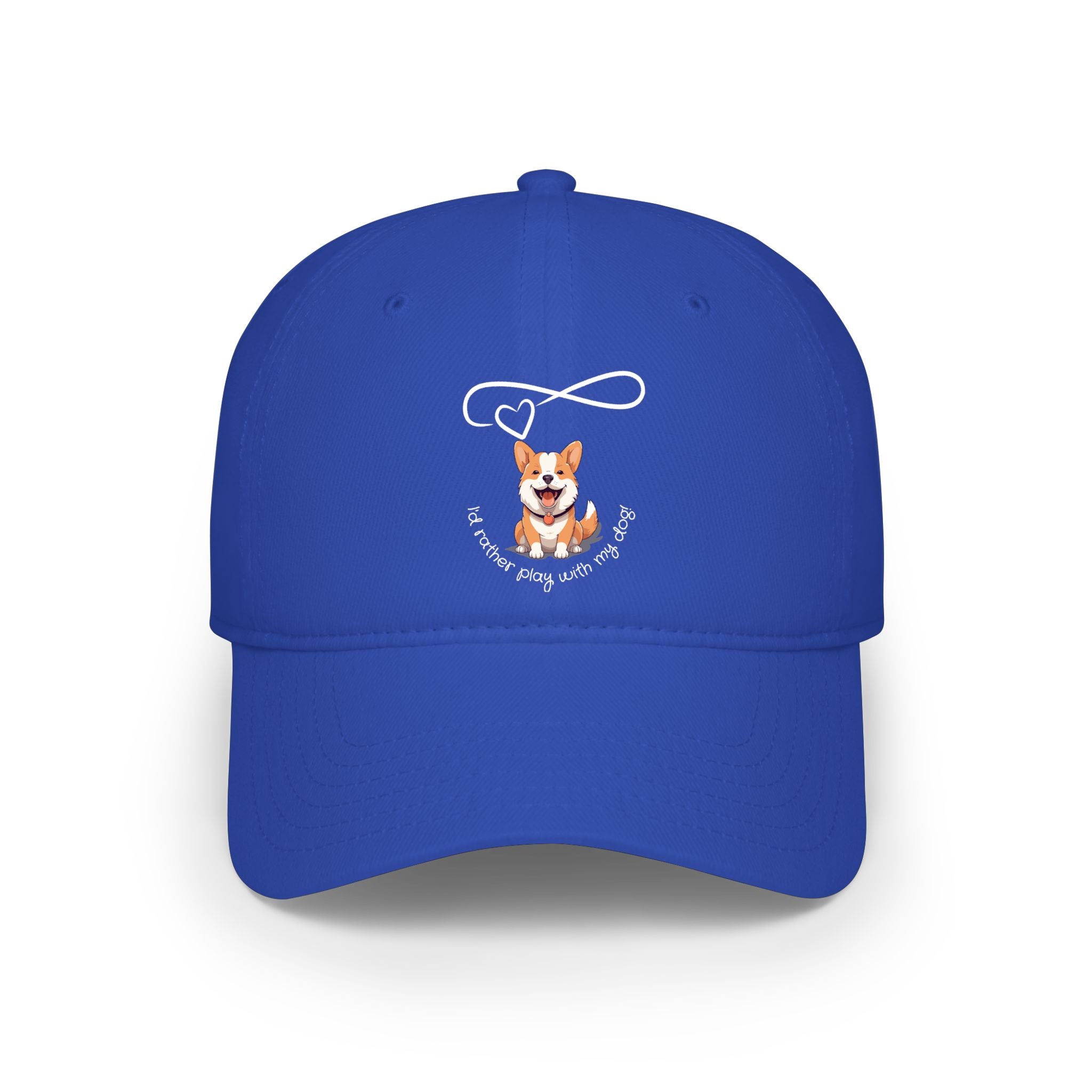 Corgi Pawprints Low Profile Baseball Cap — "My Rescue Dog Has My Heart" Red Cap