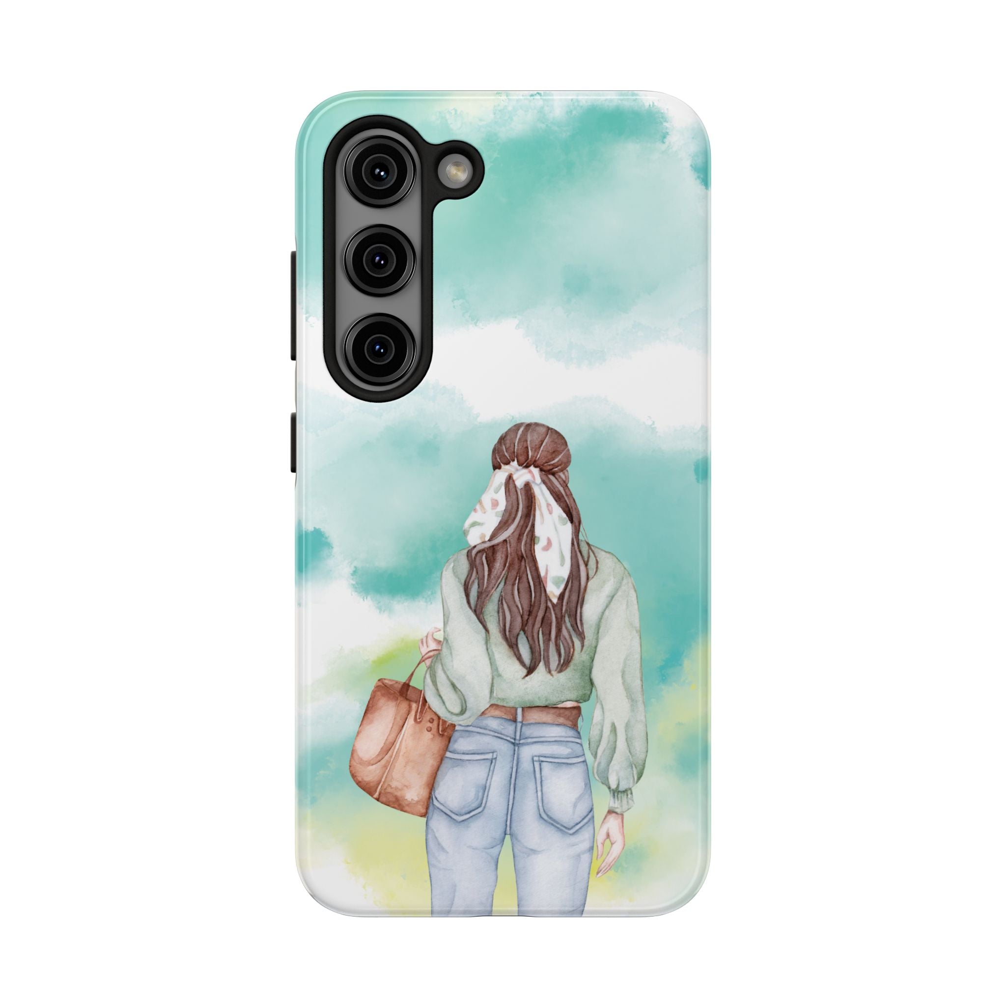 Watercolor Girl Tough Phone Case — Trendy Pastel Back-to-School Protective Cover