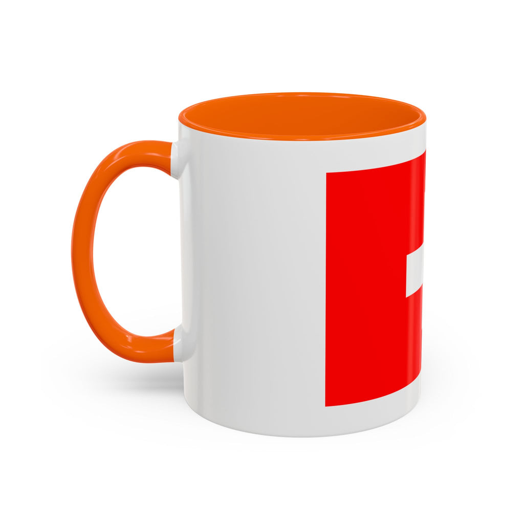 Switzerland Flag Accent Coffee Mug — Red White Swiss Cross Ceramic Mug (11/15oz)