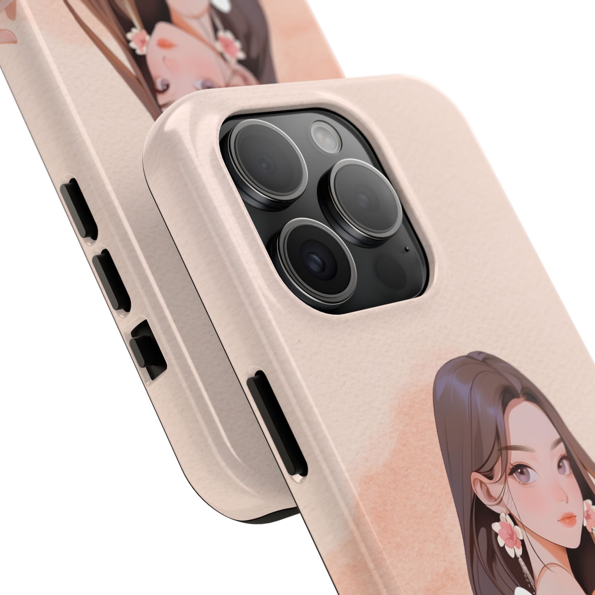 Tough Phone Case — Elegant Anime Girl Illustration, Protective Slim Phone Cover