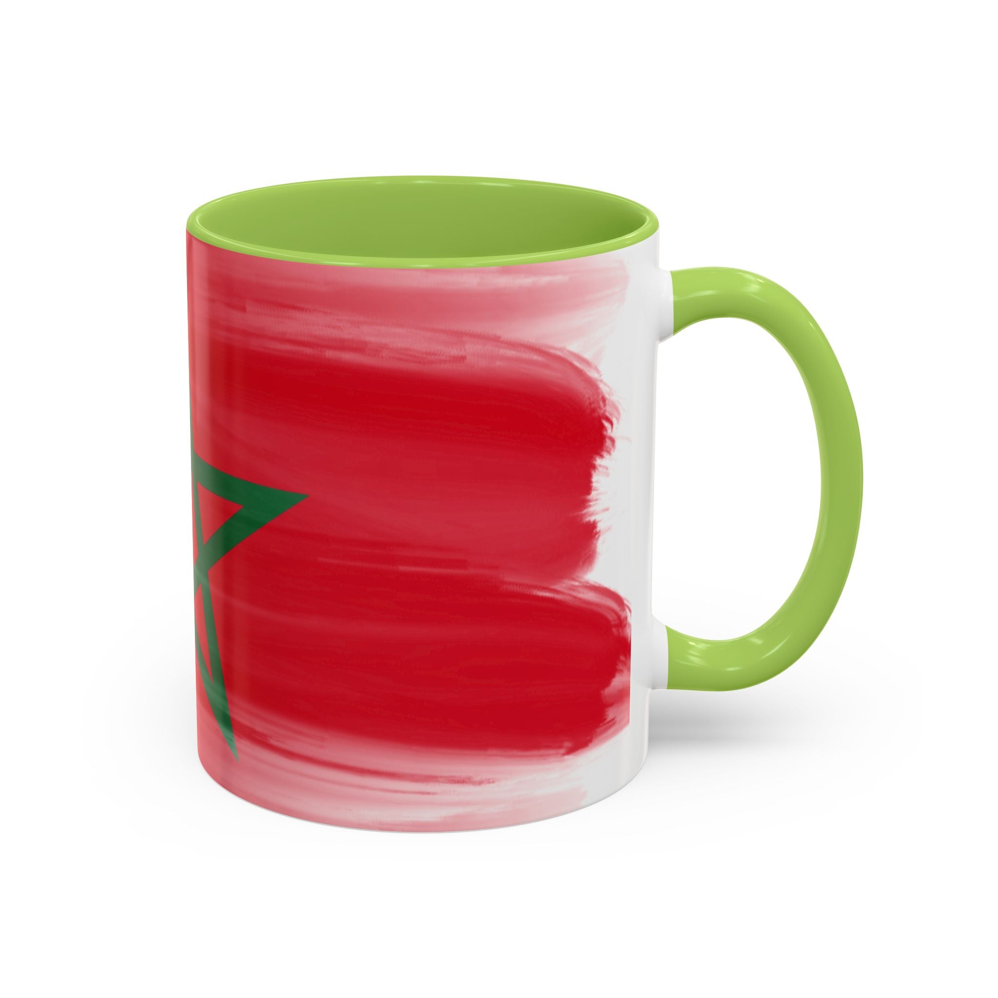 Morocco Flag Accent Coffee Mug — Red & Green Moroccan Star Design (11/15oz)