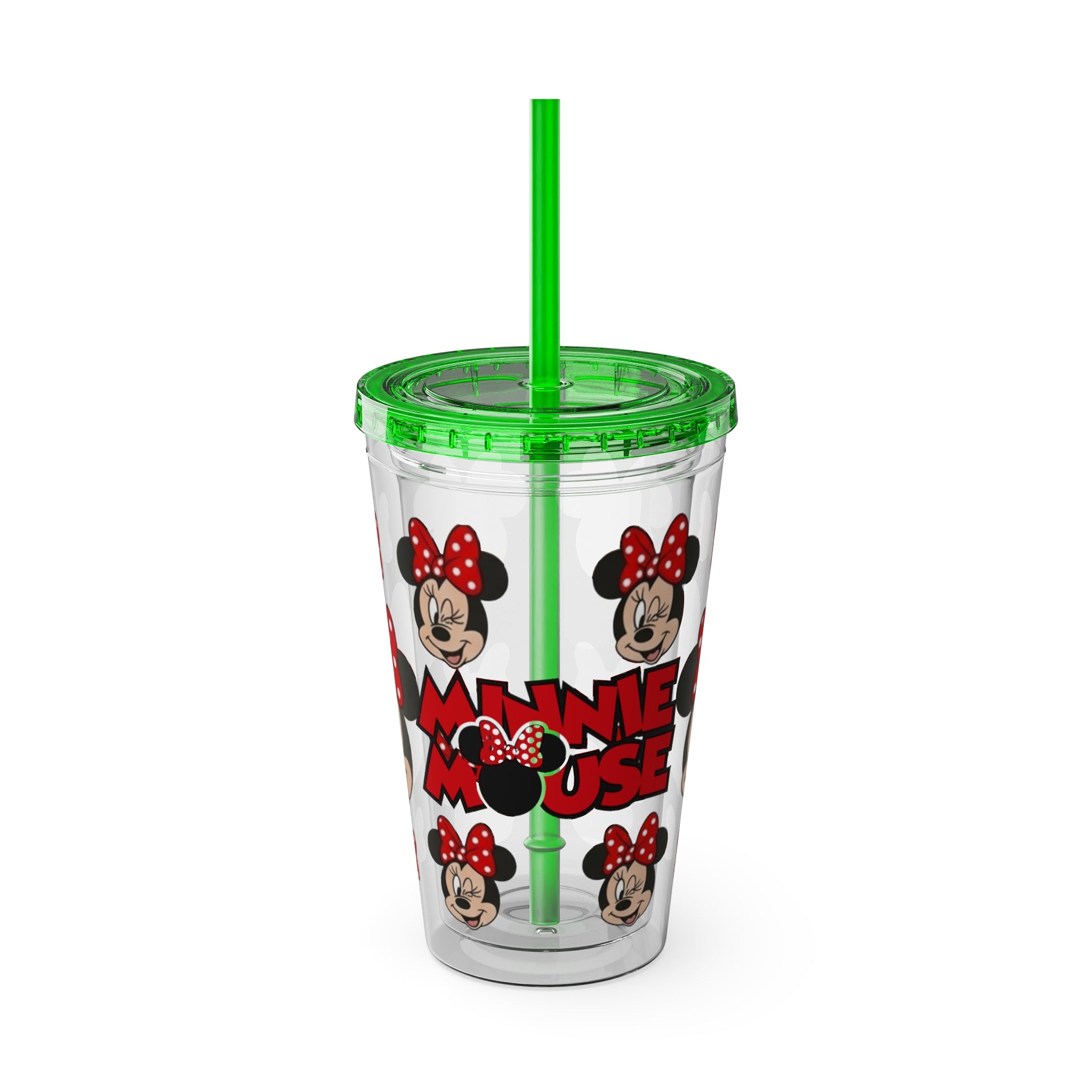 16oz Character Straw Tumbler – Red Polka Dot Bow Design