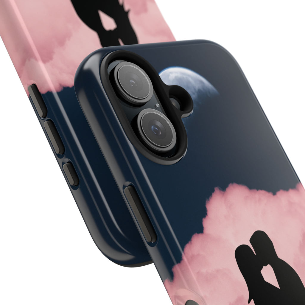 Tough Phone Case — Romantic Couple Silhouette with Moon & Pink Cloud