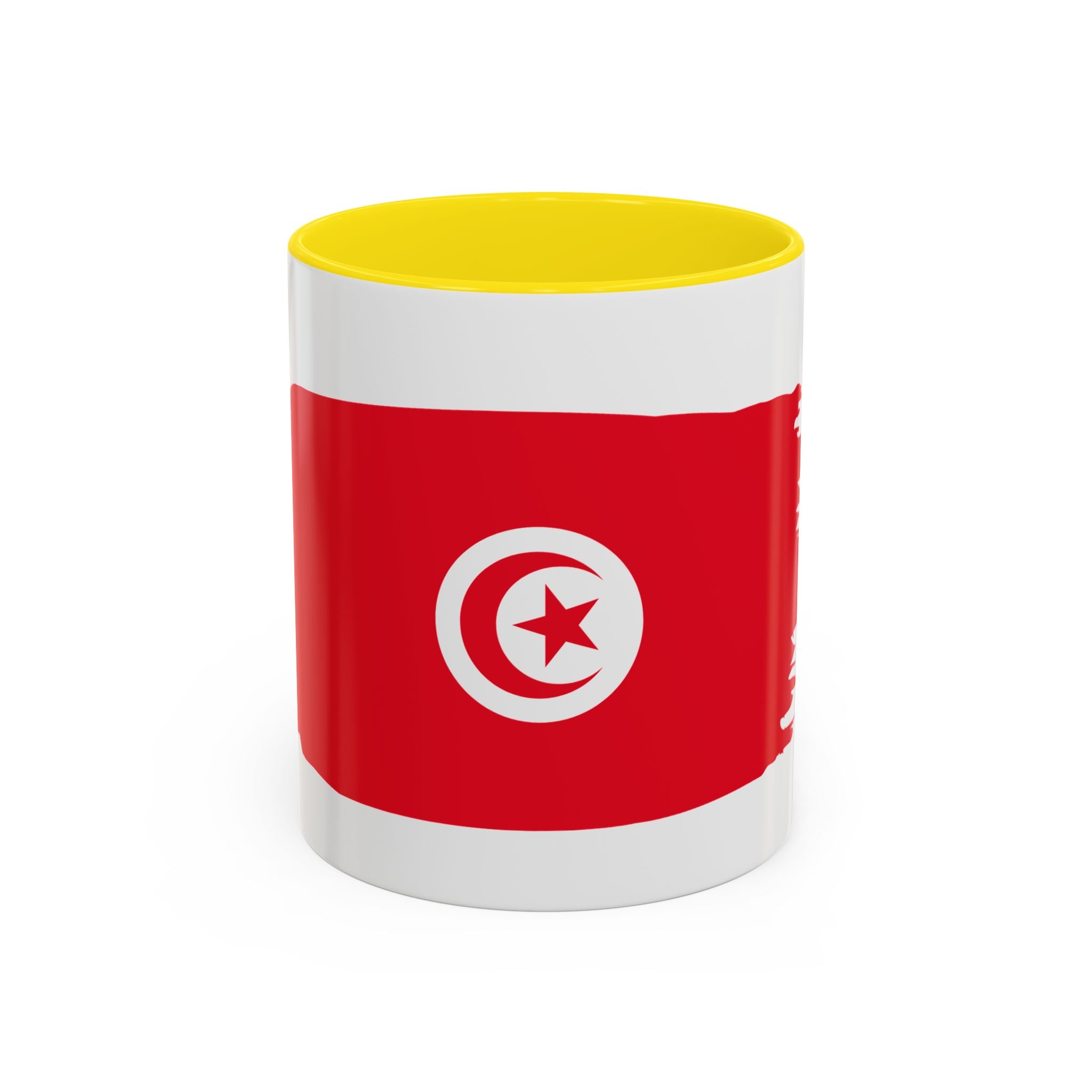 Tunisia Flag Accent Coffee Mug – Red Brushstroke Design (11/15oz)