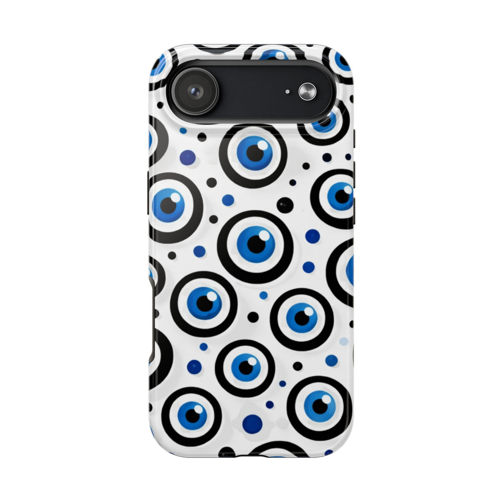 Blue Evil Eye Pattern Tough Phone Case — Protective Ceramic Nazar Design