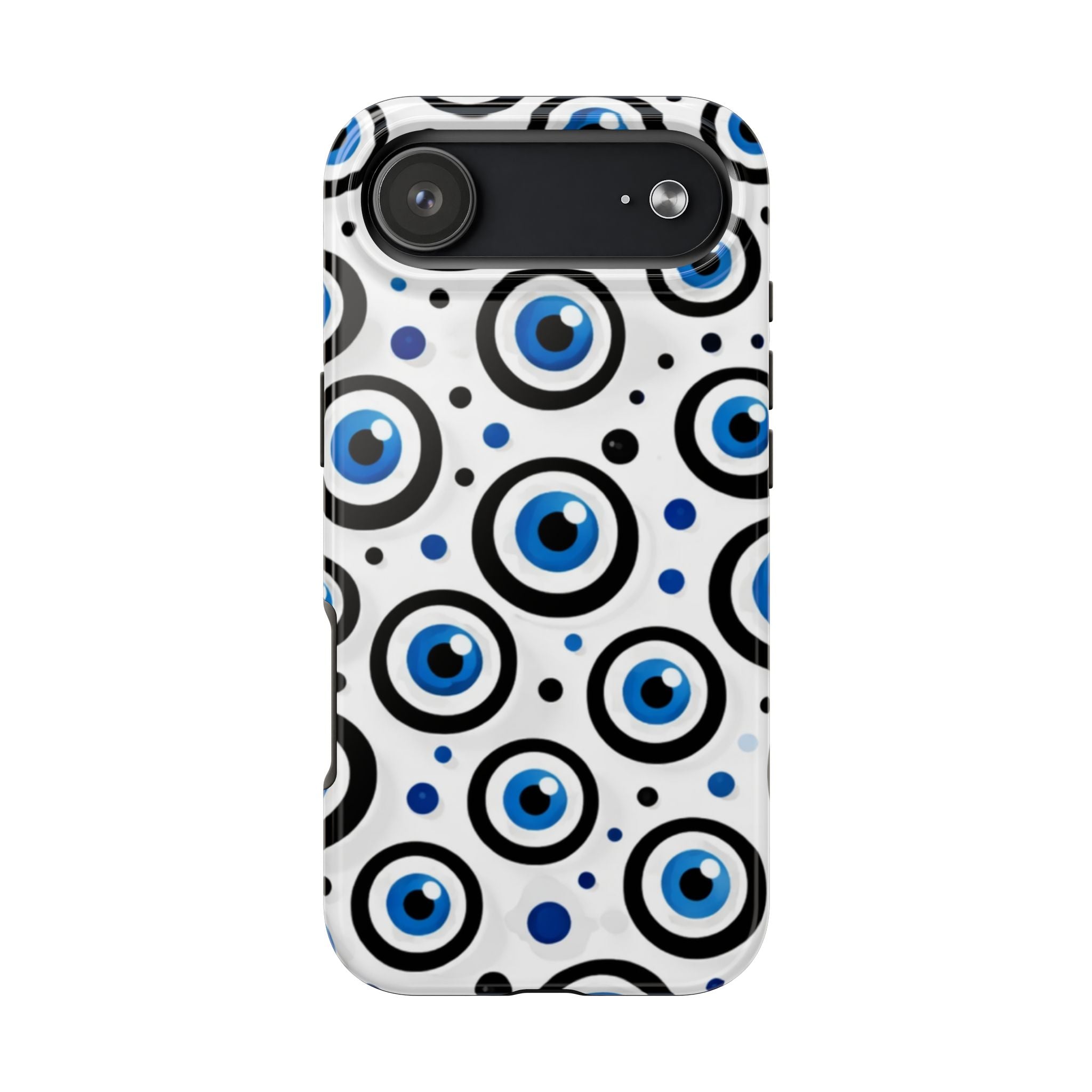 Blue Evil Eye Pattern Tough Phone Case — Protective Ceramic Nazar Design