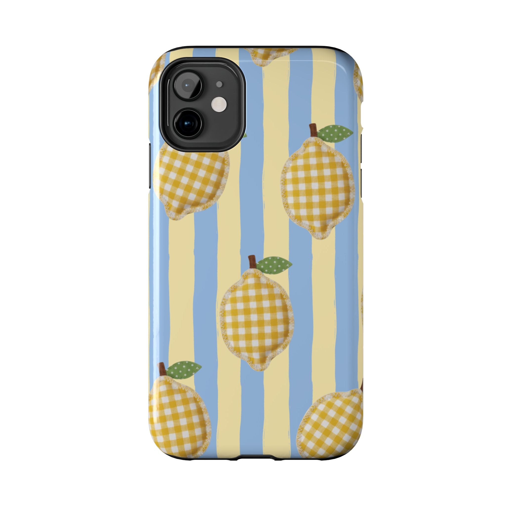 Tough Phone Case — Blue & Yellow Gingham Lemon Design