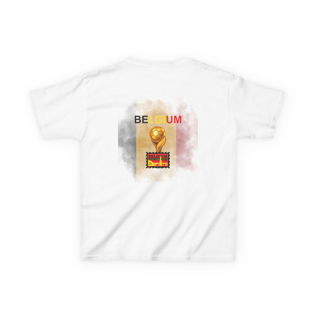 Belgium Kids T‑Shirt – Vintage Flag & Trophy Soccer Tee
