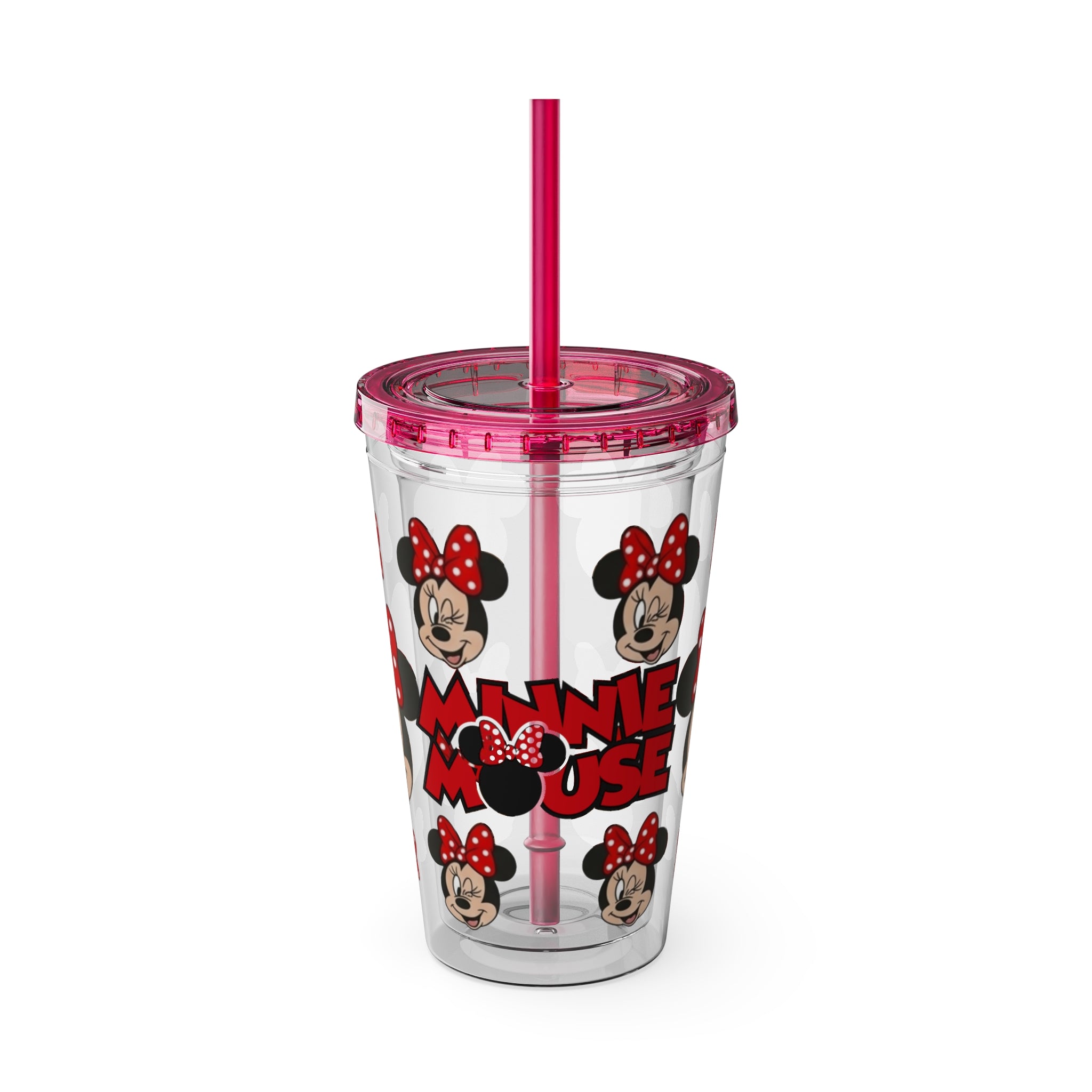 16oz Character Straw Tumbler – Red Polka Dot Bow Design