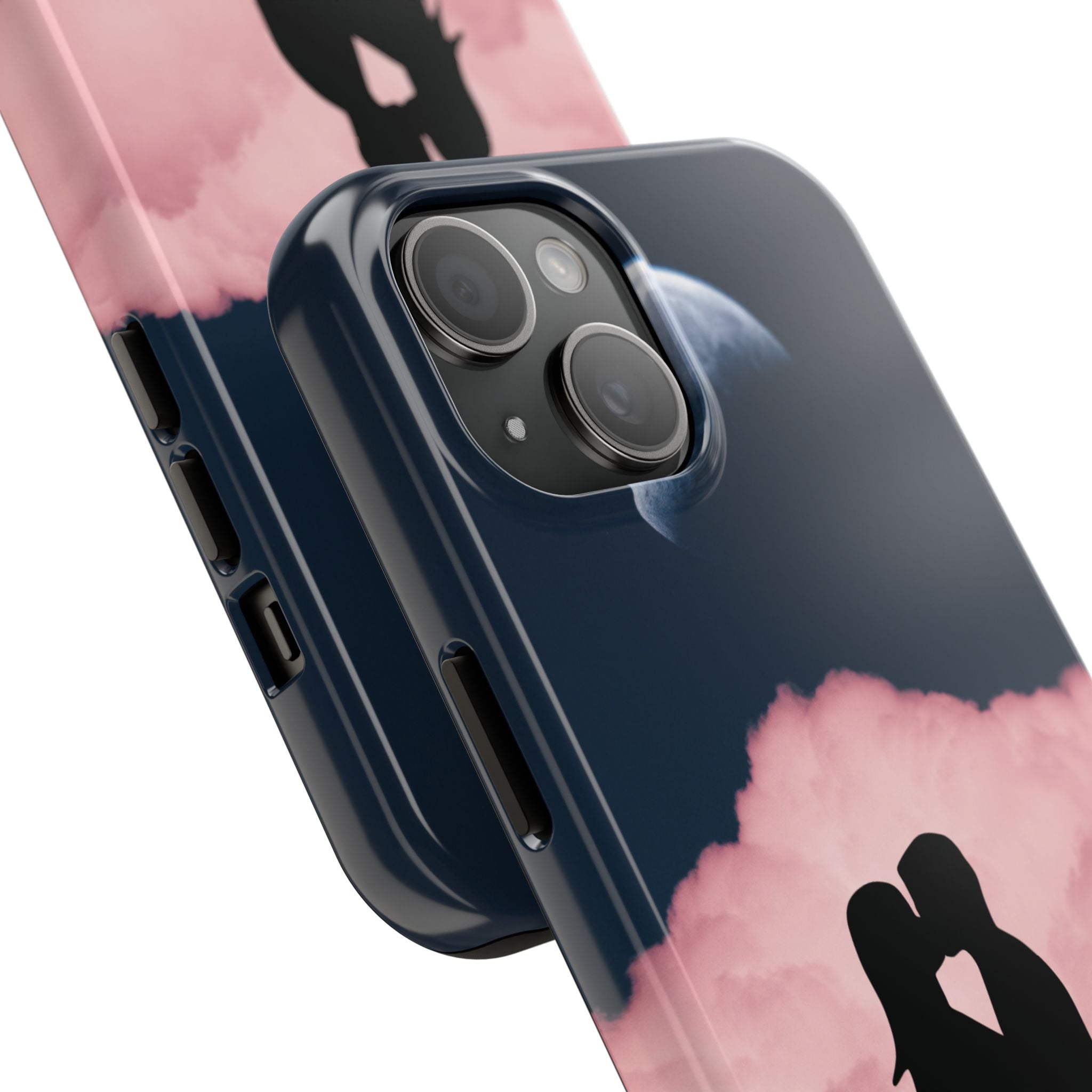 Tough Phone Case — Romantic Couple Silhouette with Moon & Pink Cloud