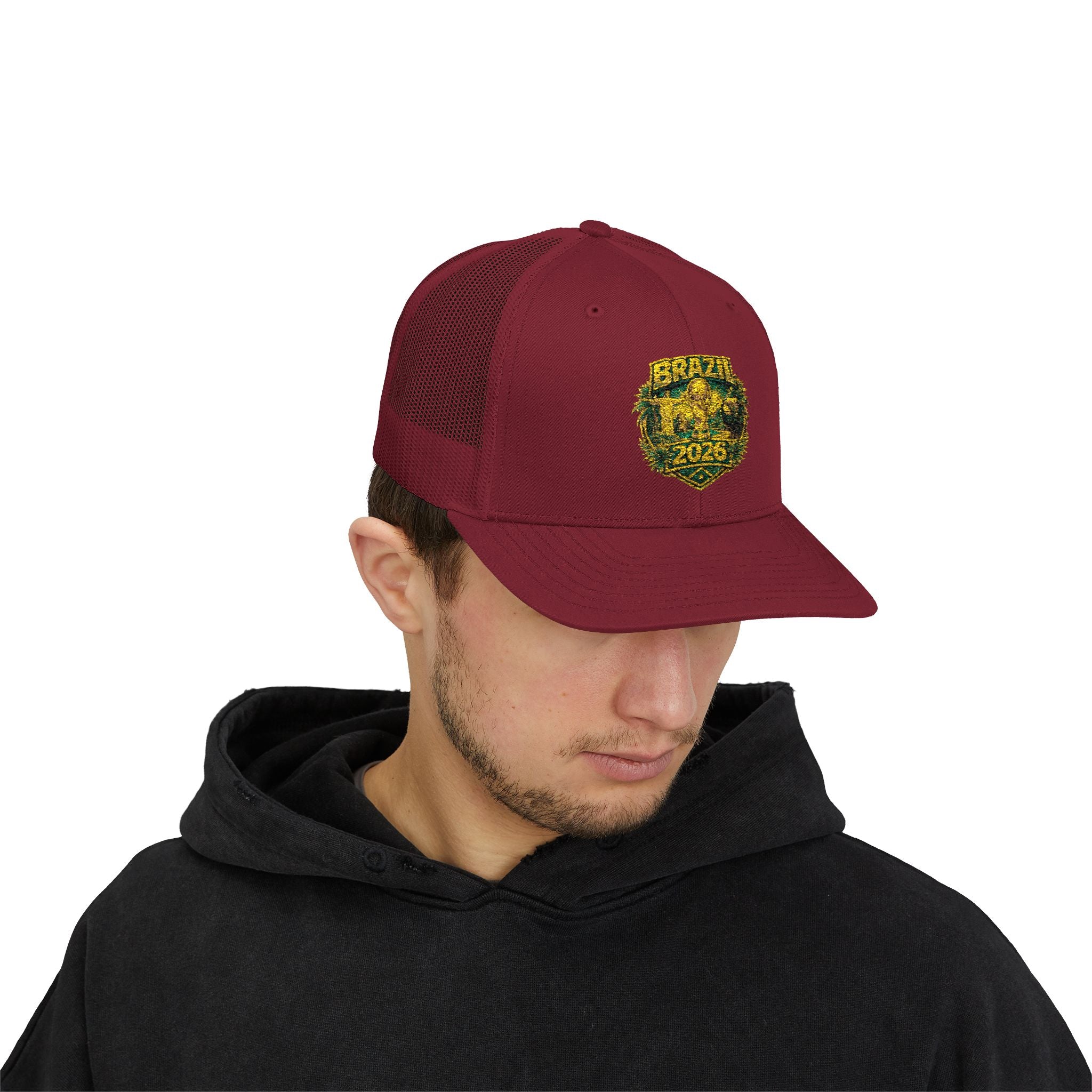 Brazil  Vintage Patch Trucker Cap — Rustic 2026 Crest Snapback