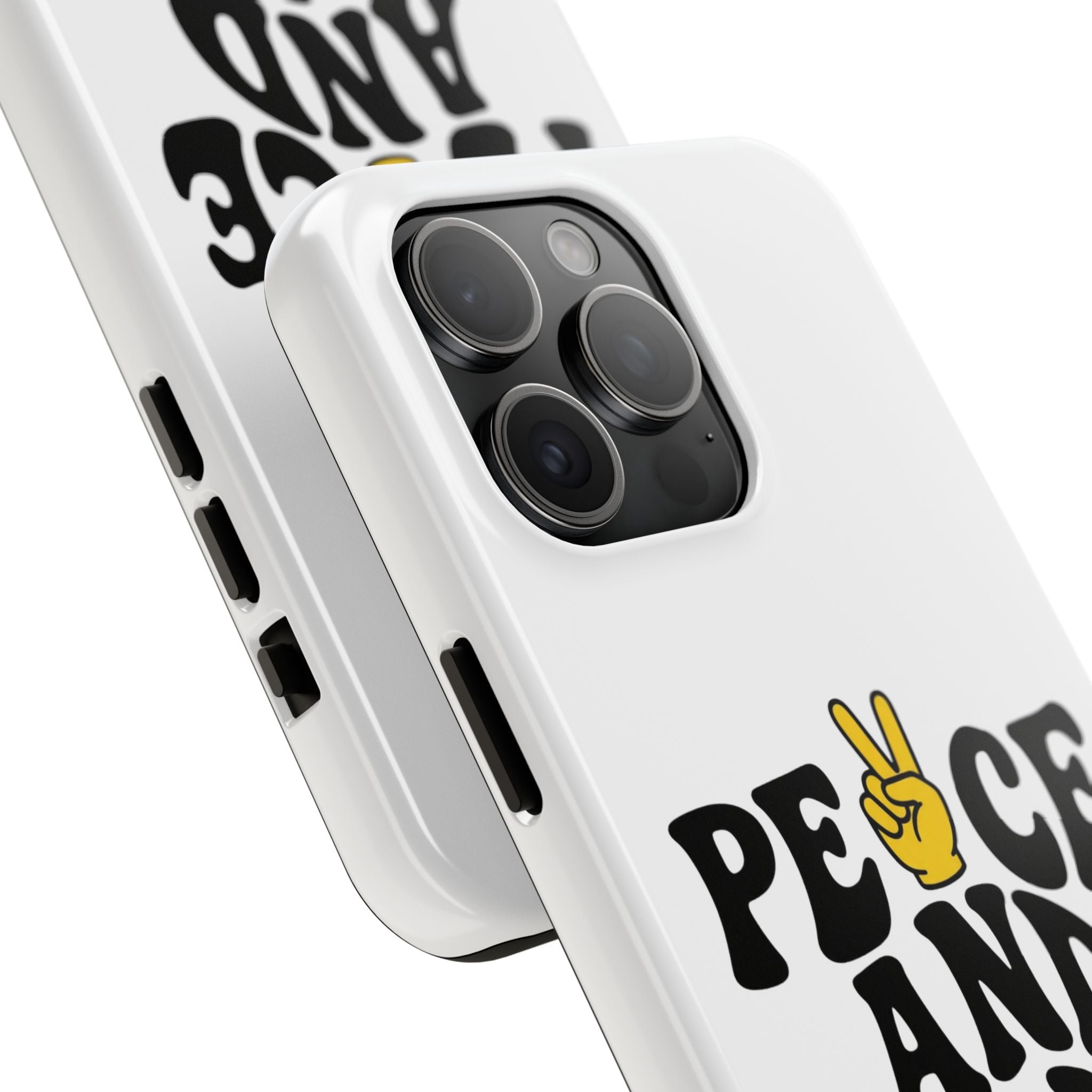 Peace and Love Tough Phone Case — Retro Peace Sign & Heart Protective Cover